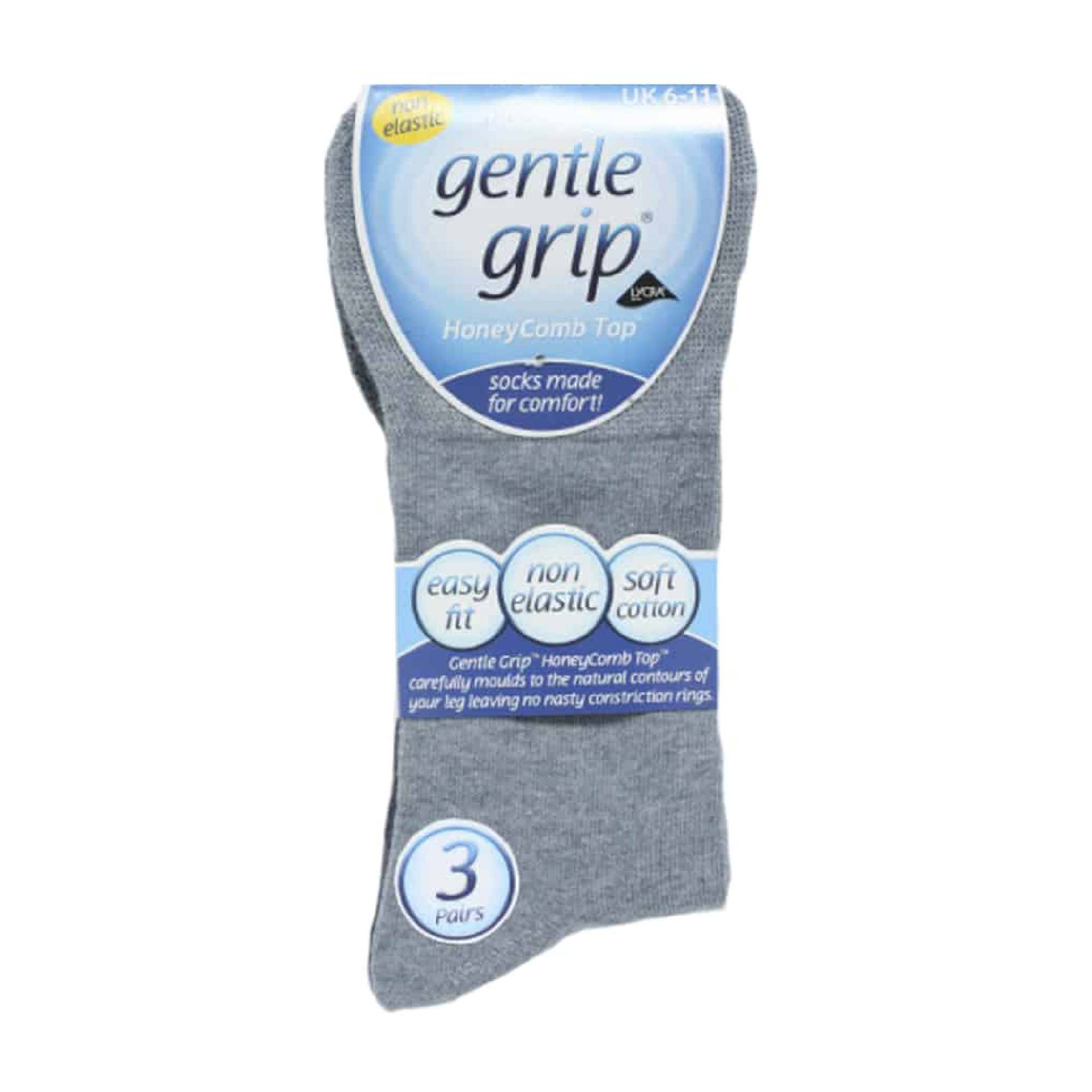 Gentle Grip 6 Pack Mens Loose Top Plain Coloured Cotton Socks