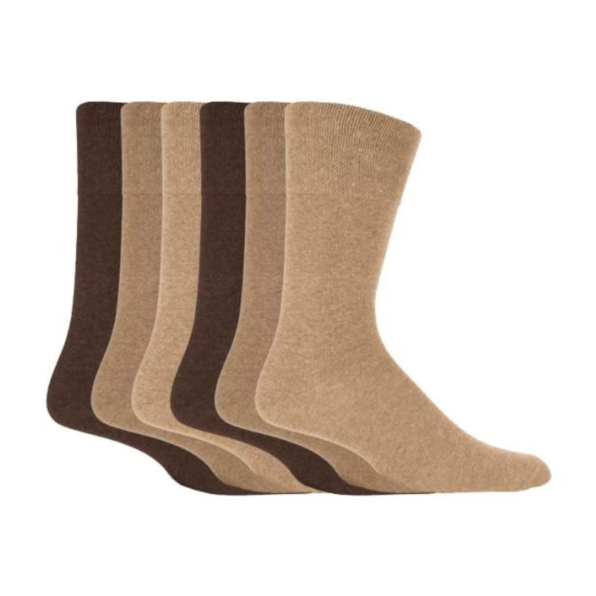 Gentle Grip 6 Pack Mens Loose Top Plain Coloured Cotton Socks