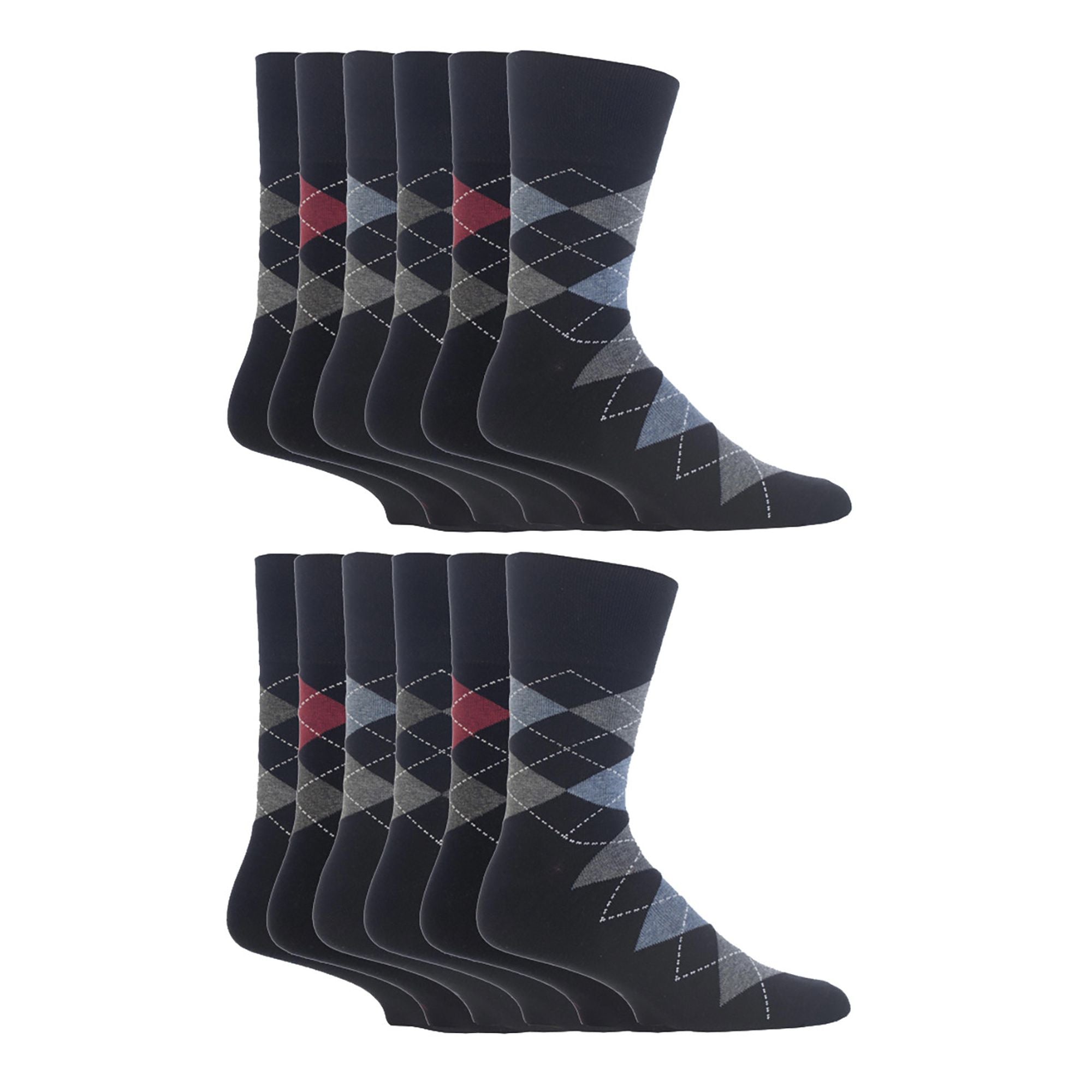 Gentle Grip 12 Pairs Mens Gentle Grip Loose Top Socks