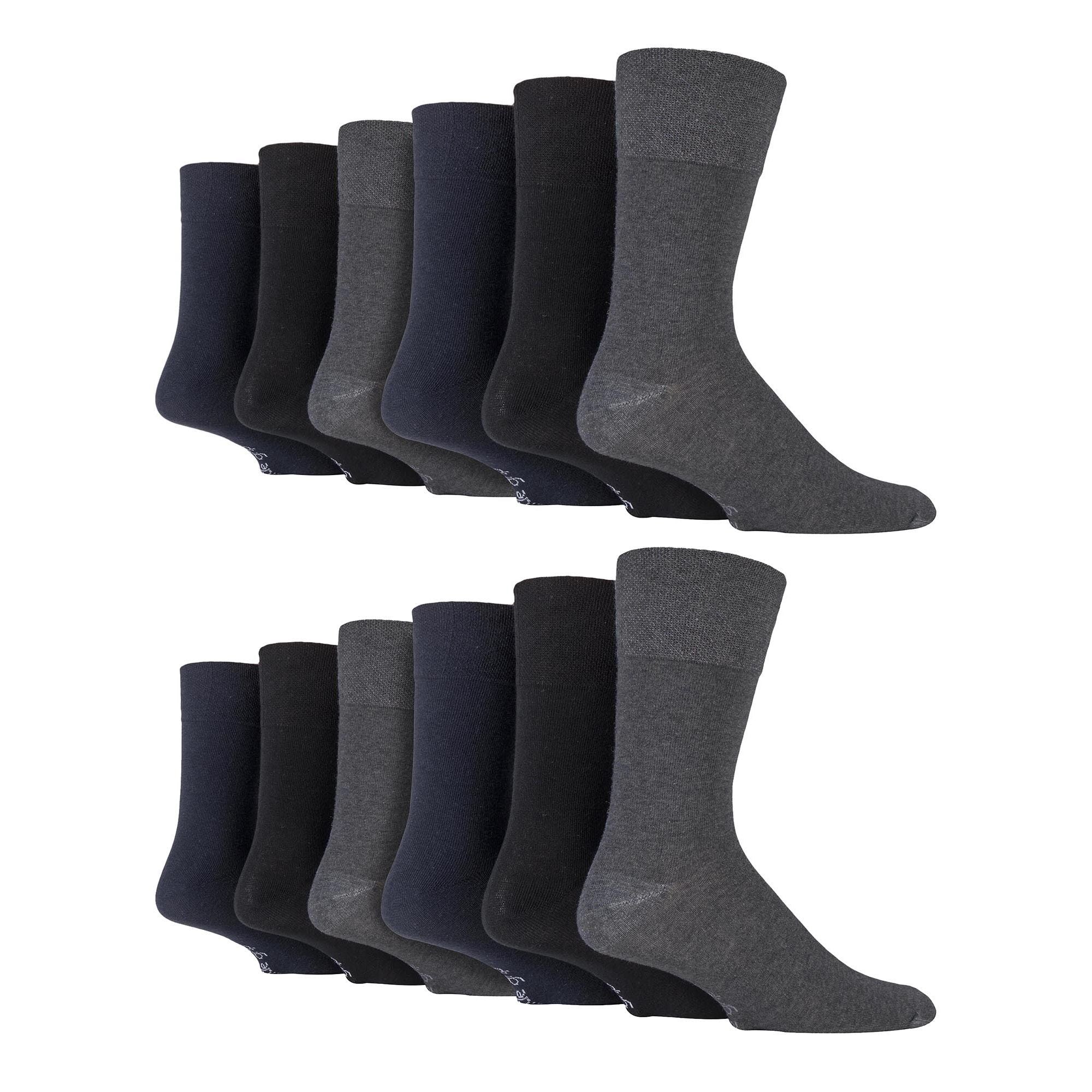 Gentle Grip 12 Pairs Mens Gentle Grip Loose Top Socks