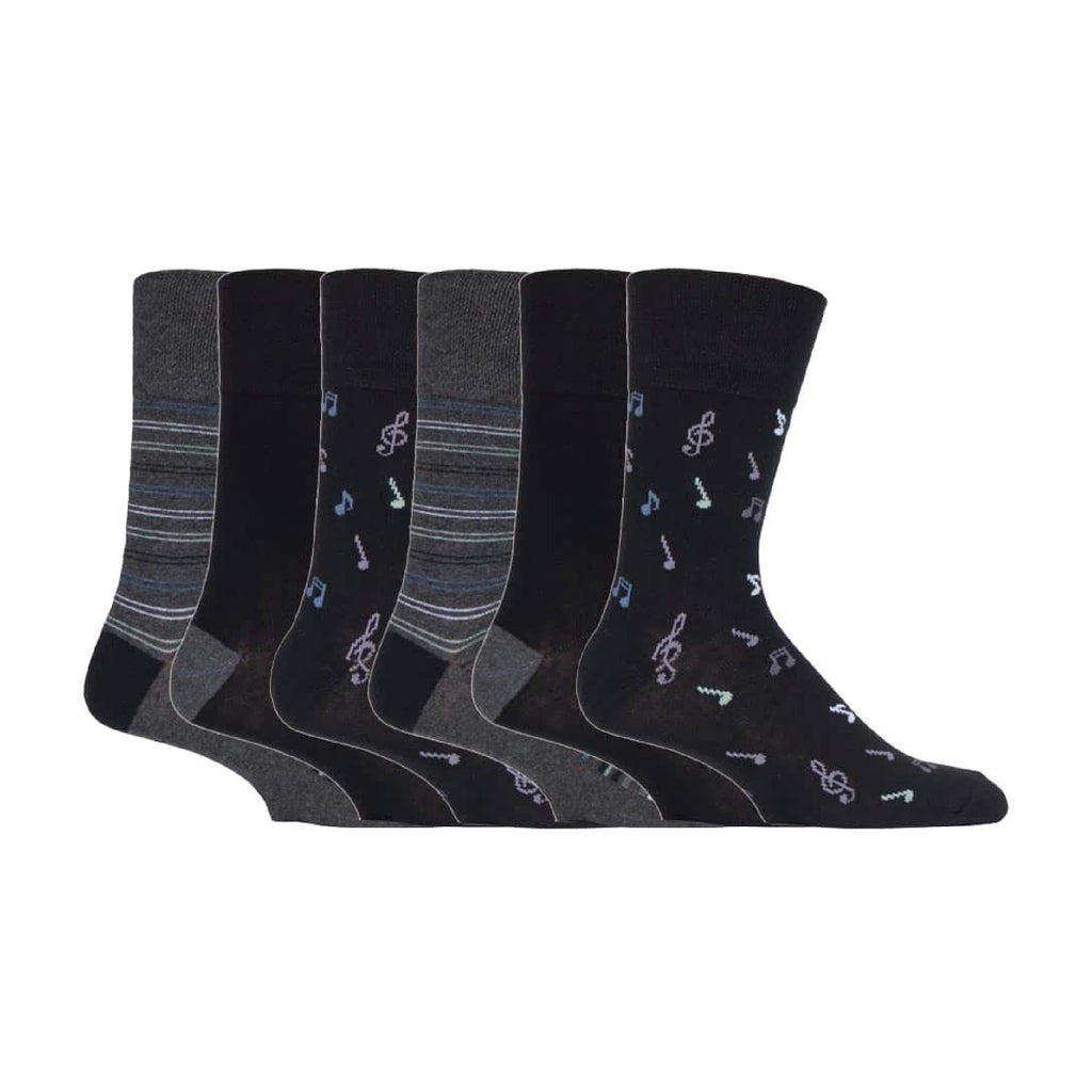 Sock Snob 6 Pack Mens Non Elastic Loose Top Patterned Socks