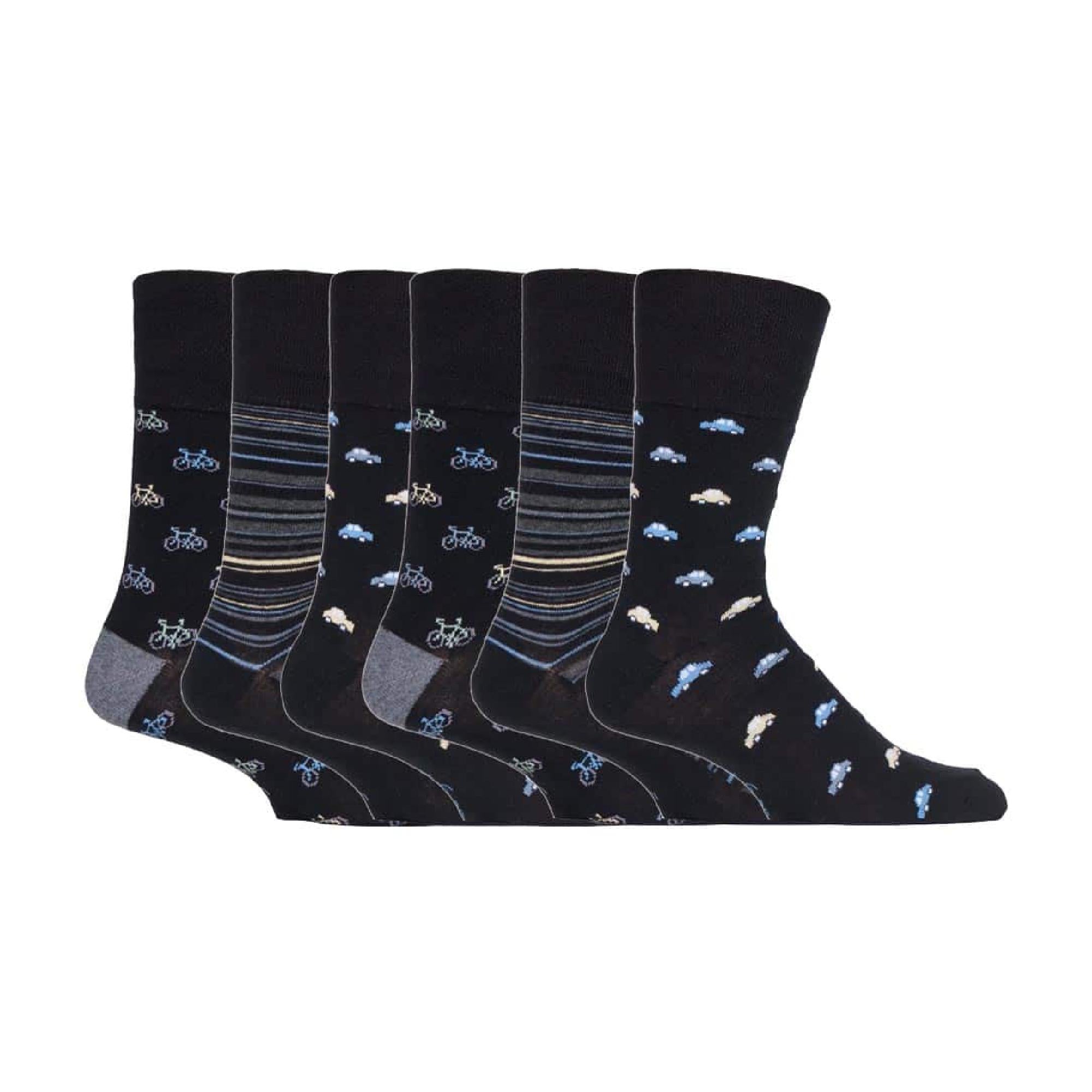 Sock Snob 6 Pack Mens Non Elastic Loose Top Patterned Socks