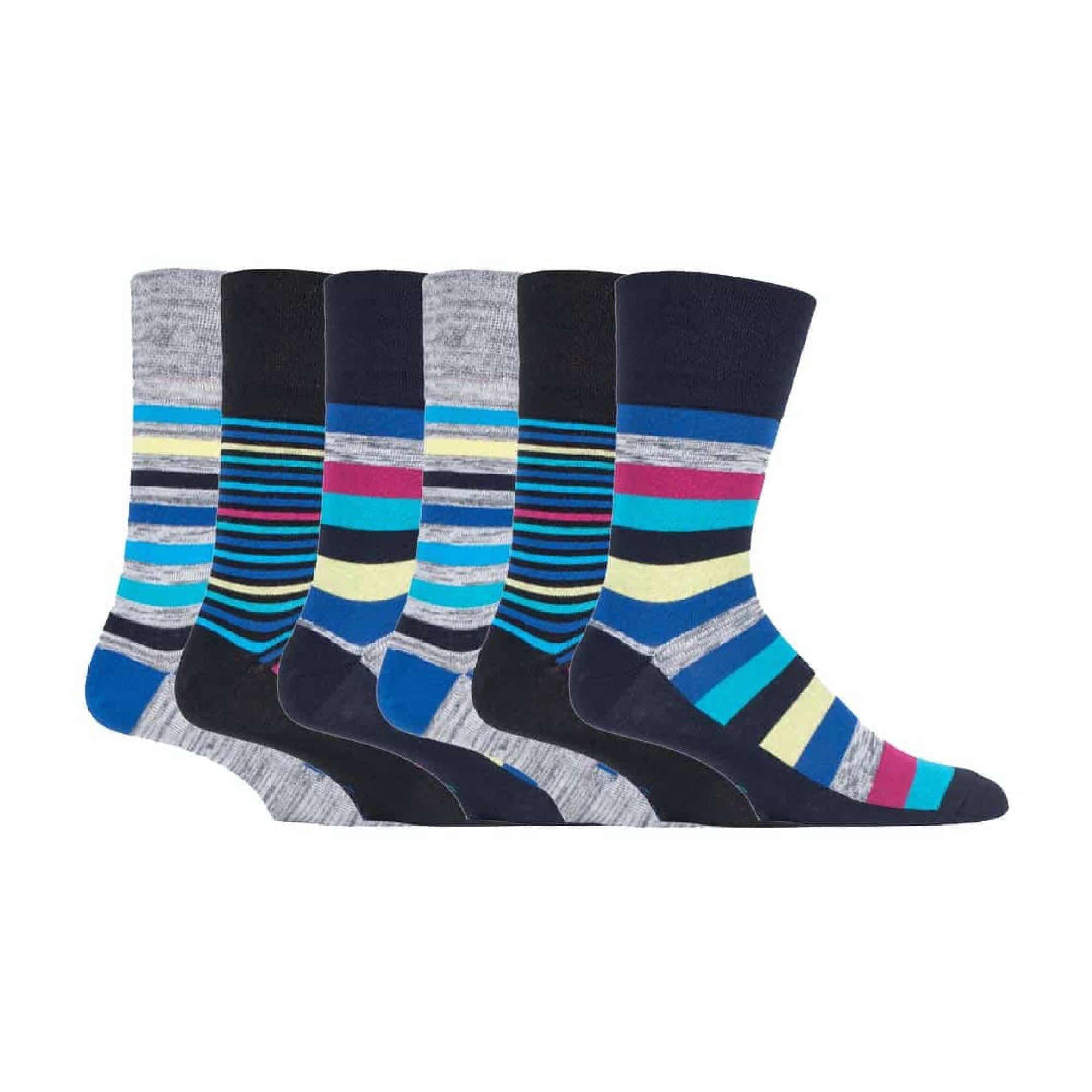 Sock Snob 6 Pack Mens Non Elastic Loose Top Patterned Socks
