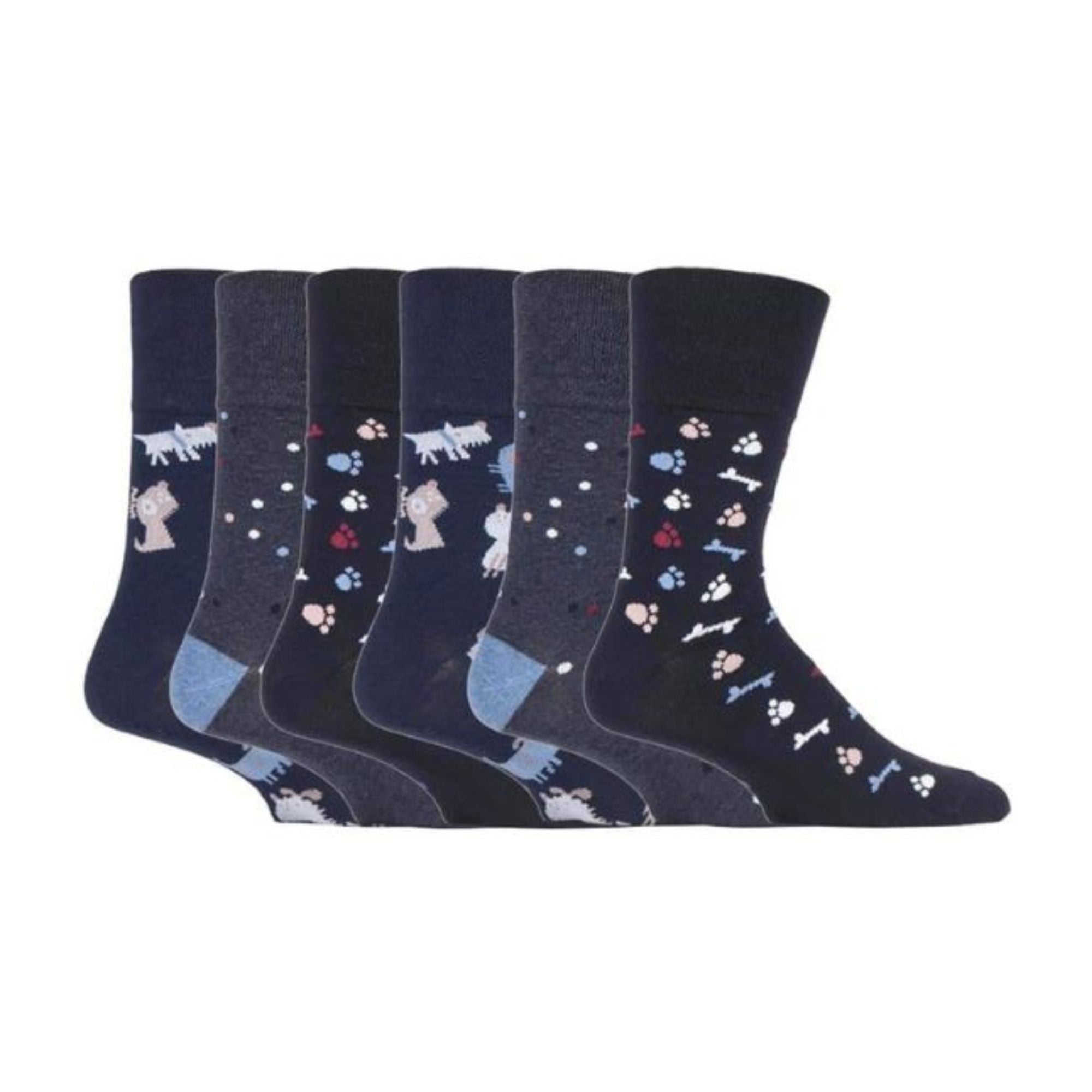 Sock Snob 6 Pack Mens Non Elastic Loose Top Patterned Socks
