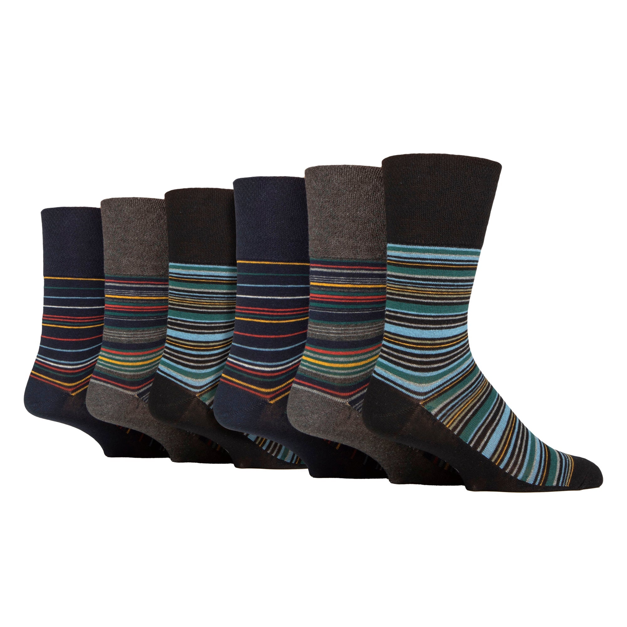 Sock Snob 6 Pack Mens Non Elastic Loose Top Patterned Socks