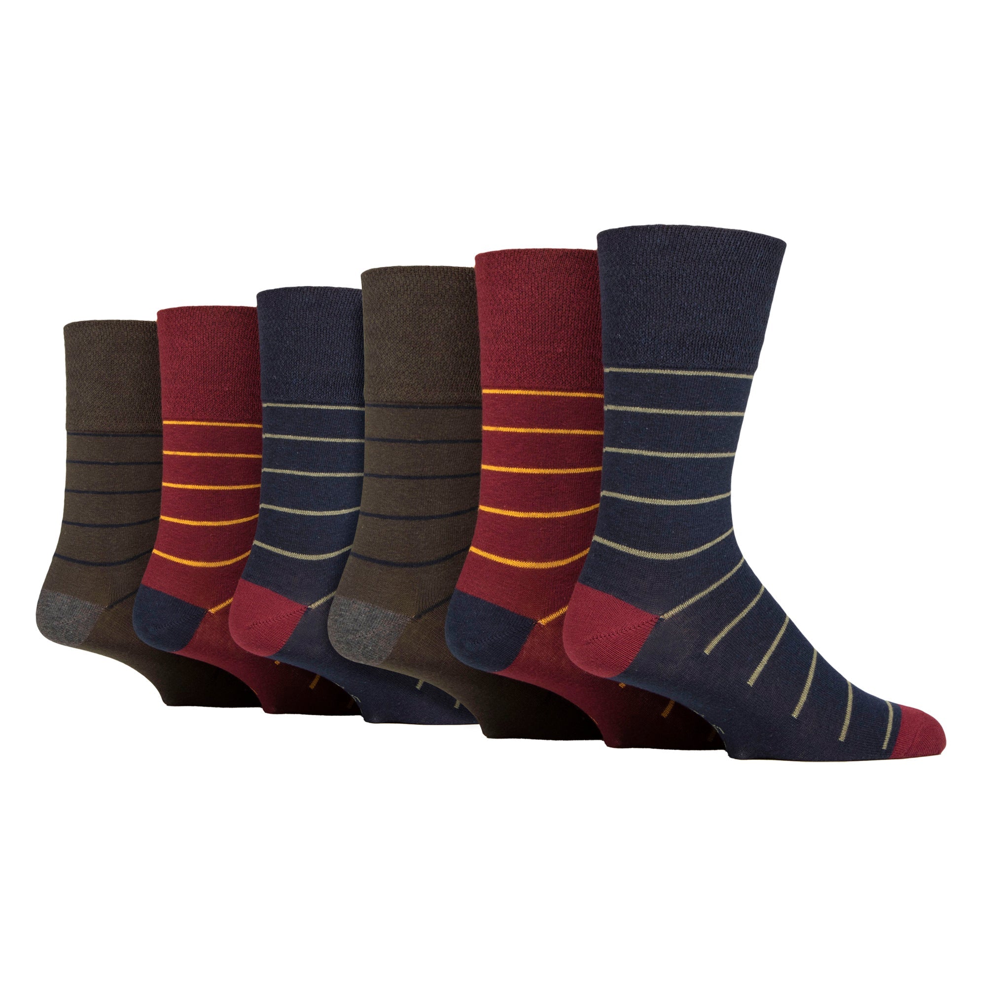 Sock Snob 6 Pack Mens Non Elastic Loose Top Patterned Socks