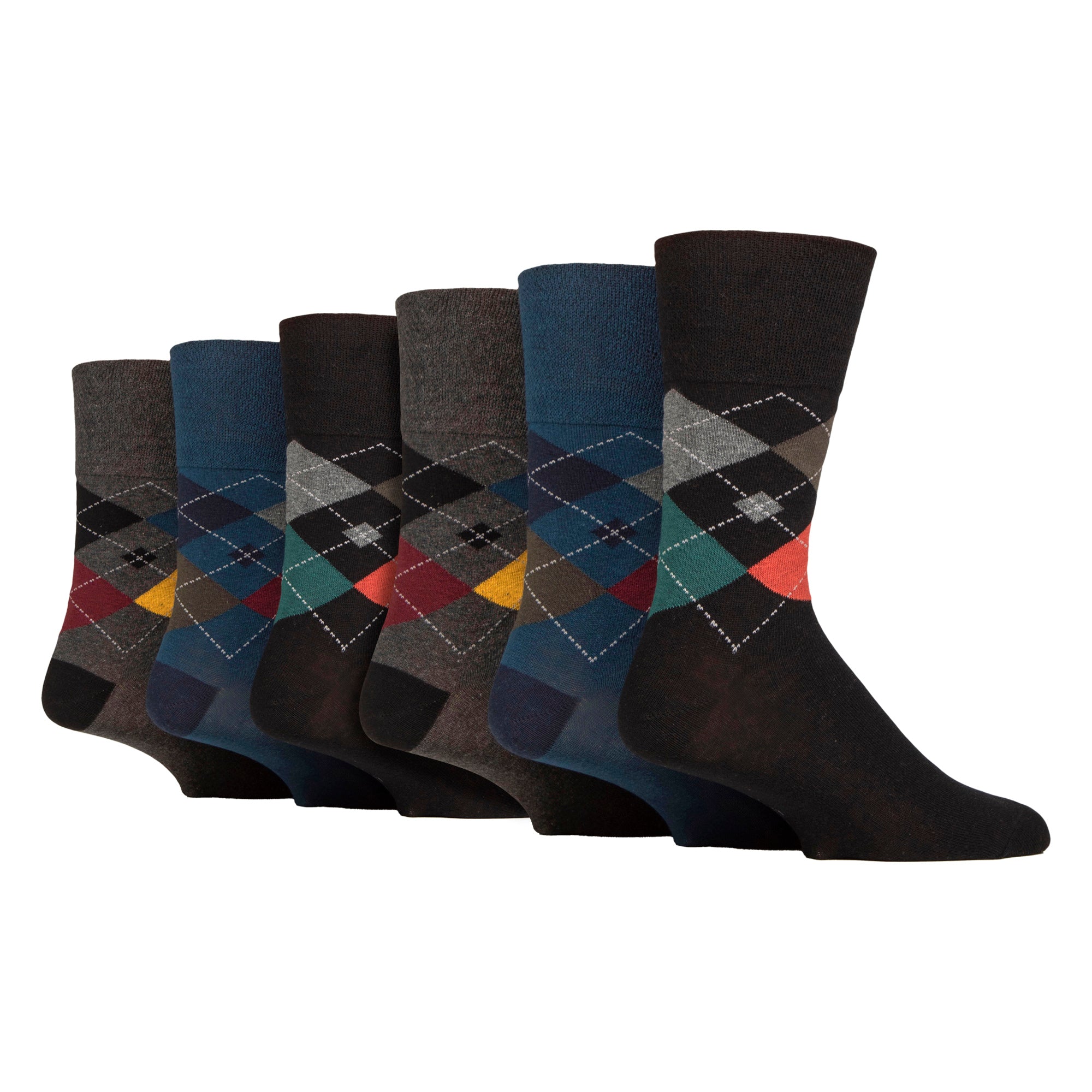 Sock Snob 6 Pack Mens Non Elastic Loose Top Patterned Socks