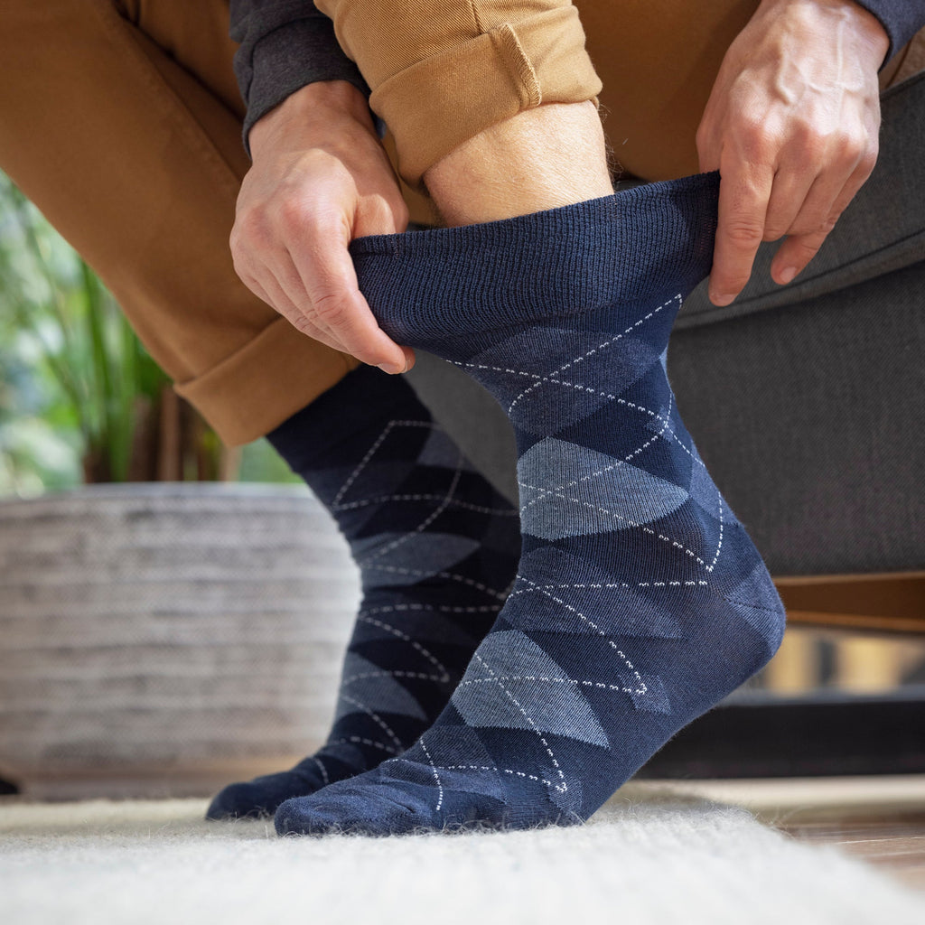 Sock Snob 6 Pack Mens Non Elastic Loose Top Patterned Socks