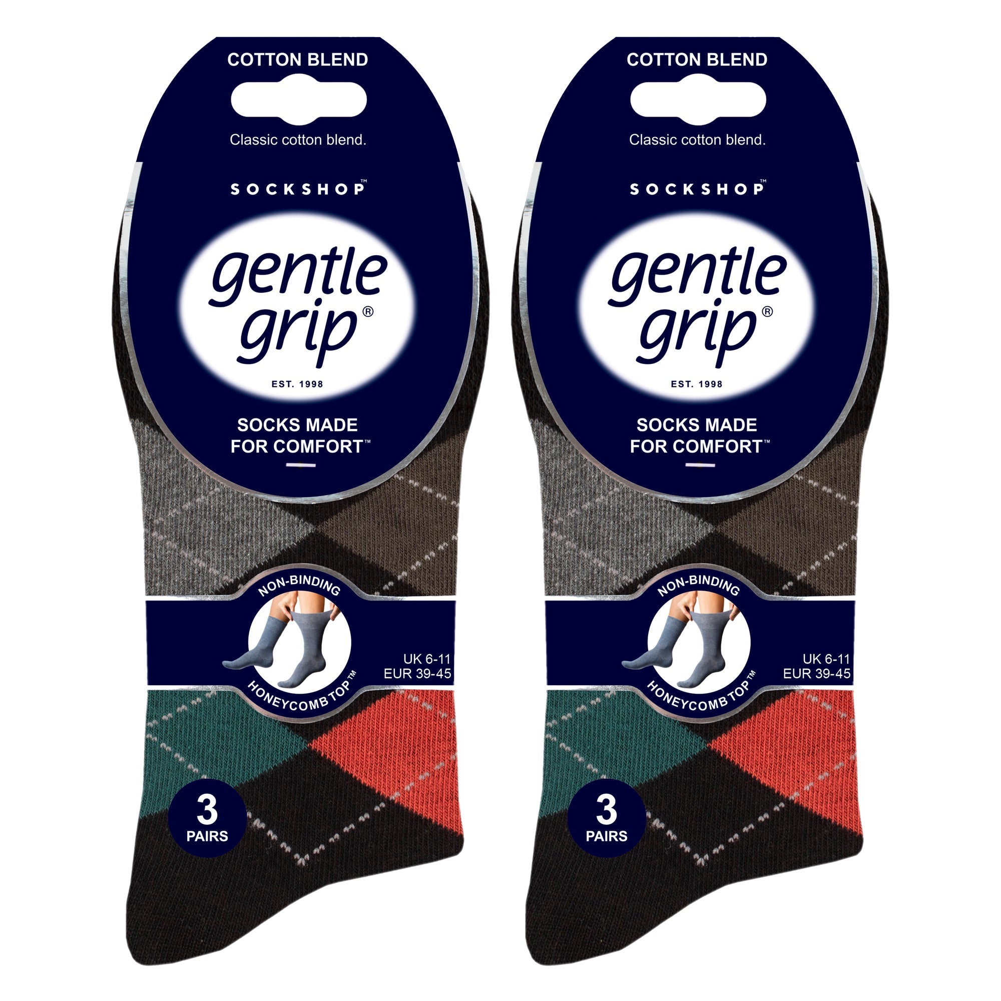 Sock Snob 6 Pack Mens Non Elastic Loose Top Patterned Socks