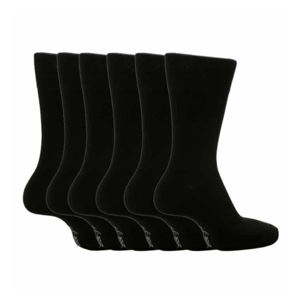 Gentle Grip 6 Pack Mens Loose Top Plain Coloured Cotton Socks