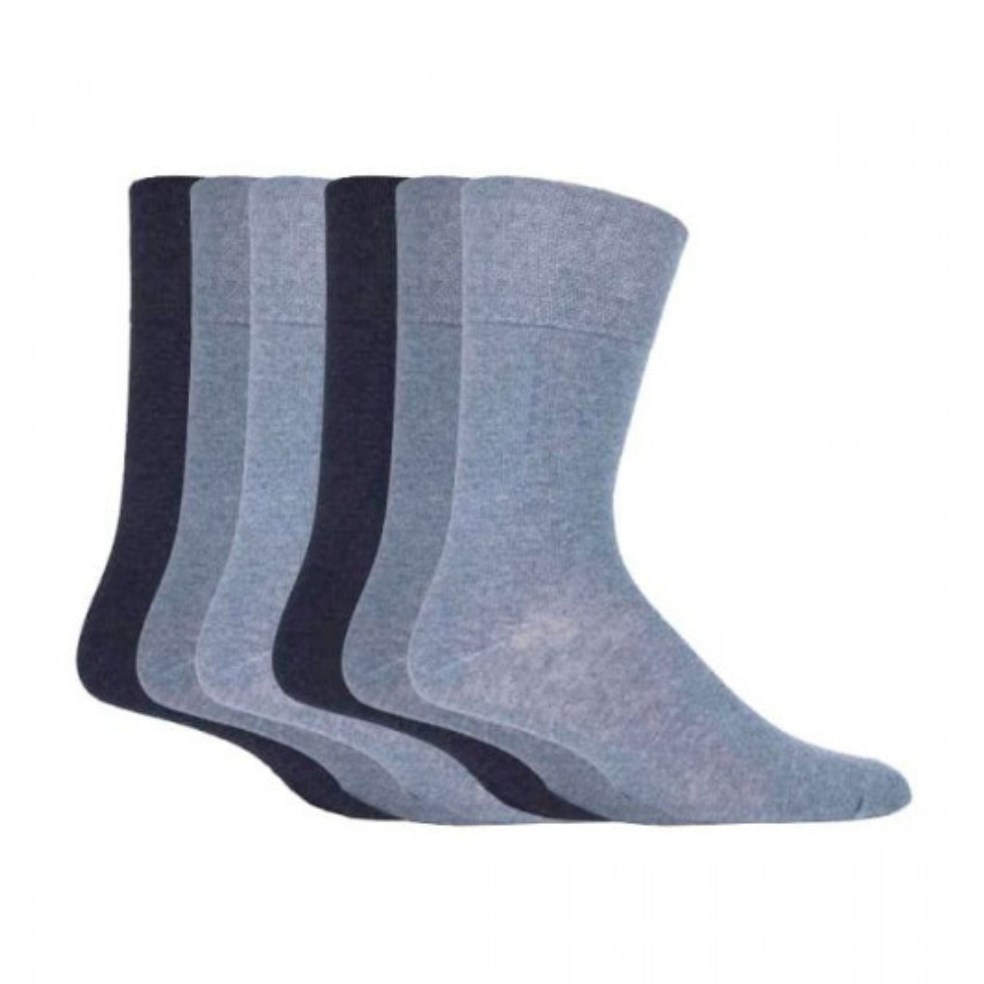 Gentle Grip 6 Pack Mens Loose Top Plain Coloured Cotton Socks