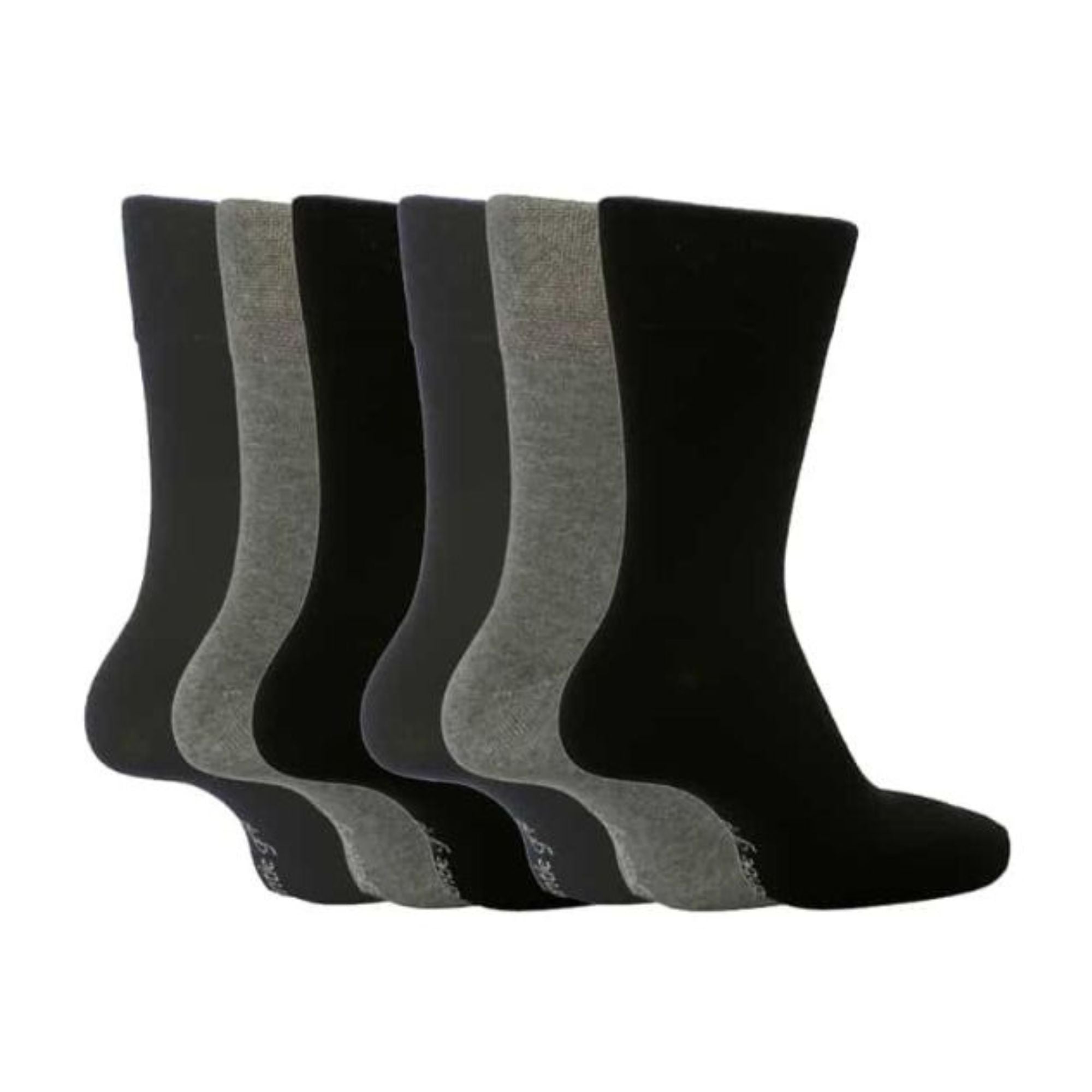 Gentle Grip 6 Pack Mens Loose Top Plain Coloured Cotton Socks