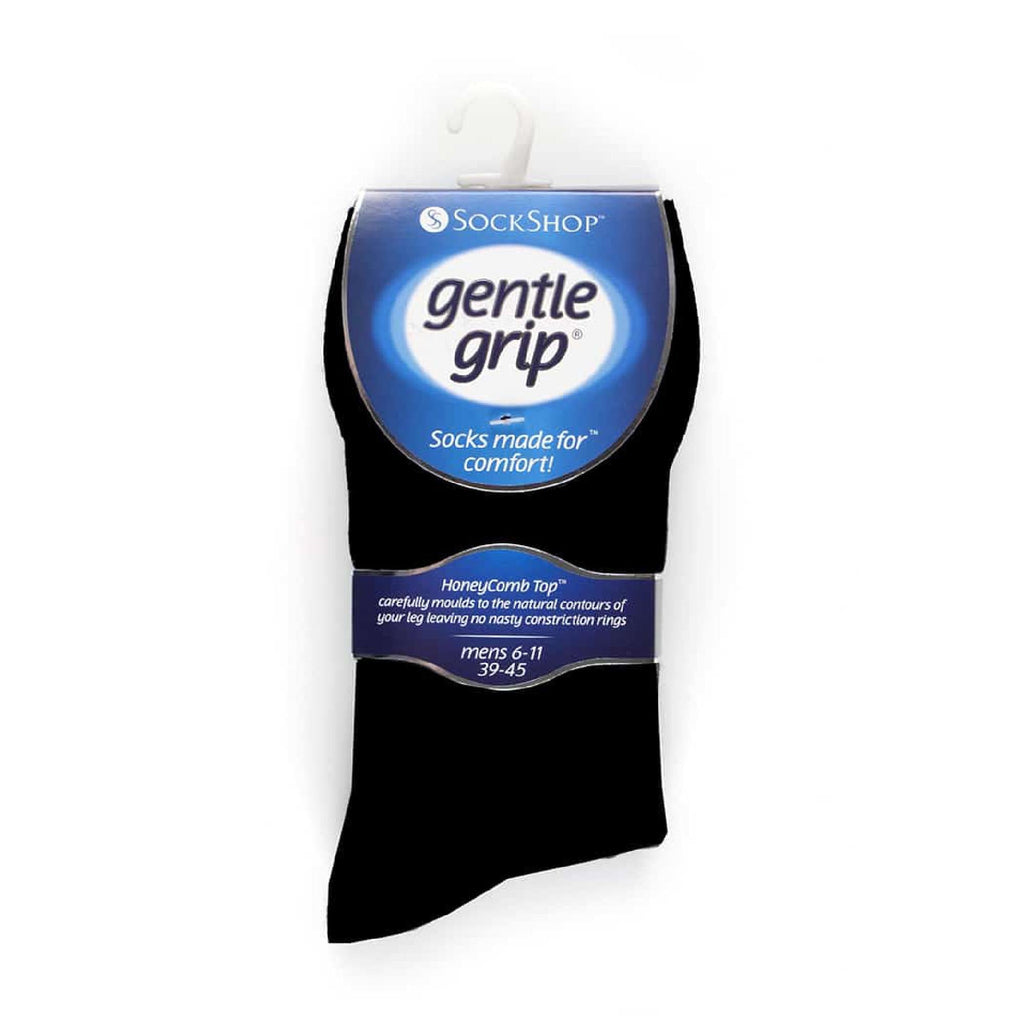 Gentle Grip 6 Pack Mens Loose Top Plain Coloured Cotton Socks