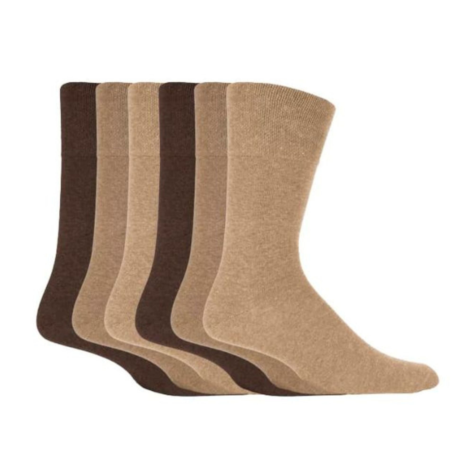 Gentle Grip 6 Pack Mens Loose Top Plain Coloured Cotton Socks