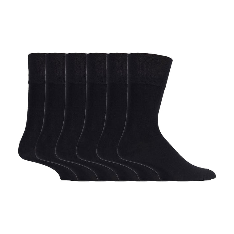 Sock Snob 6 Pack Mens Non Elastic Loose Top Bamboo Socks
