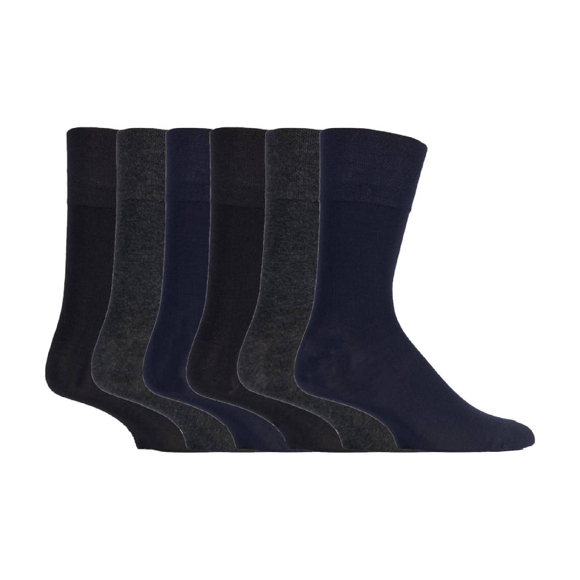 Sock Snob 6 Pack Mens Non Elastic Loose Top Bamboo Socks