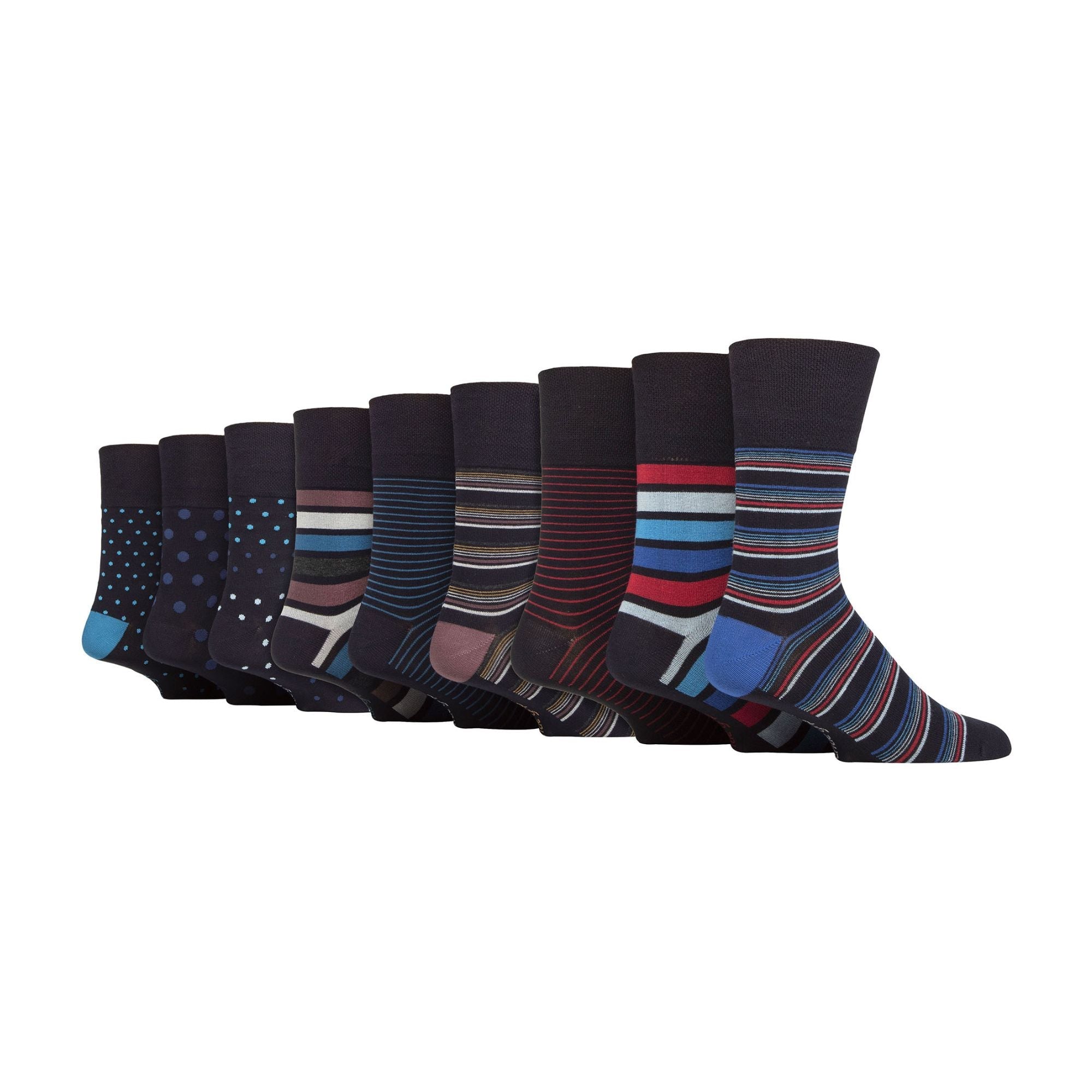 Gentle Grip 9 Pack Mens Soft Breathable Bamboo Non Elastic Dress Socks