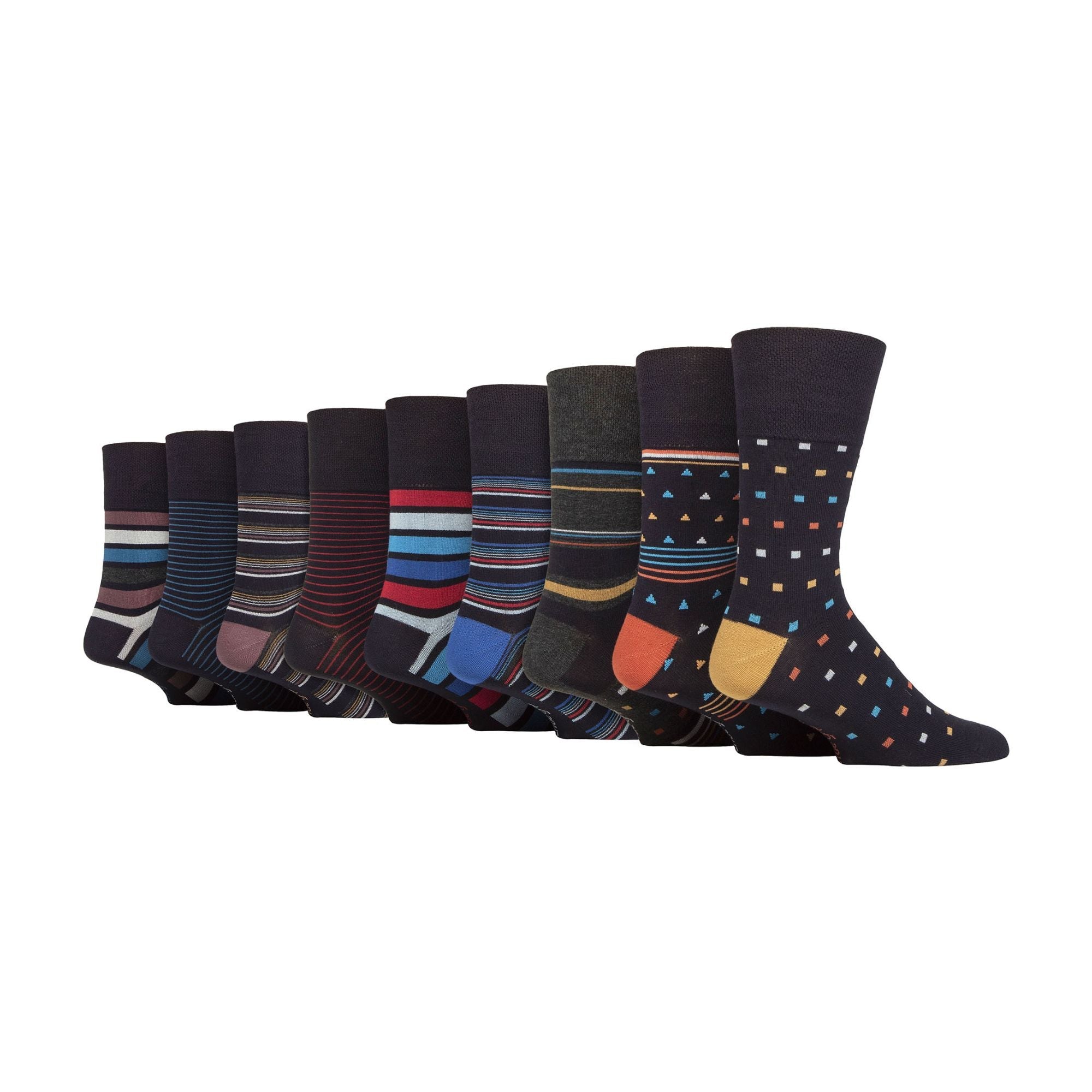 Gentle Grip 9 Pack Mens Soft Breathable Bamboo Non Elastic Dress Socks