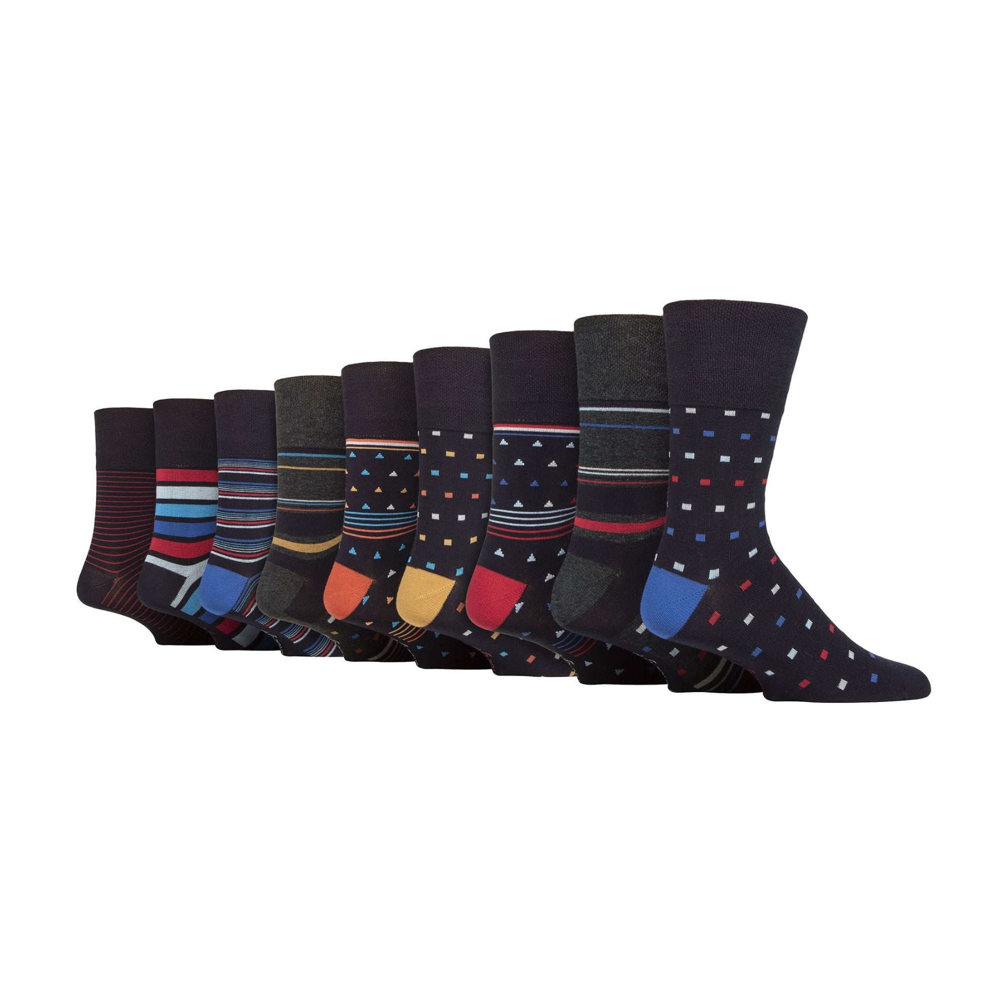 Gentle Grip 9 Pack Mens Soft Breathable Bamboo Non Elastic Dress Socks