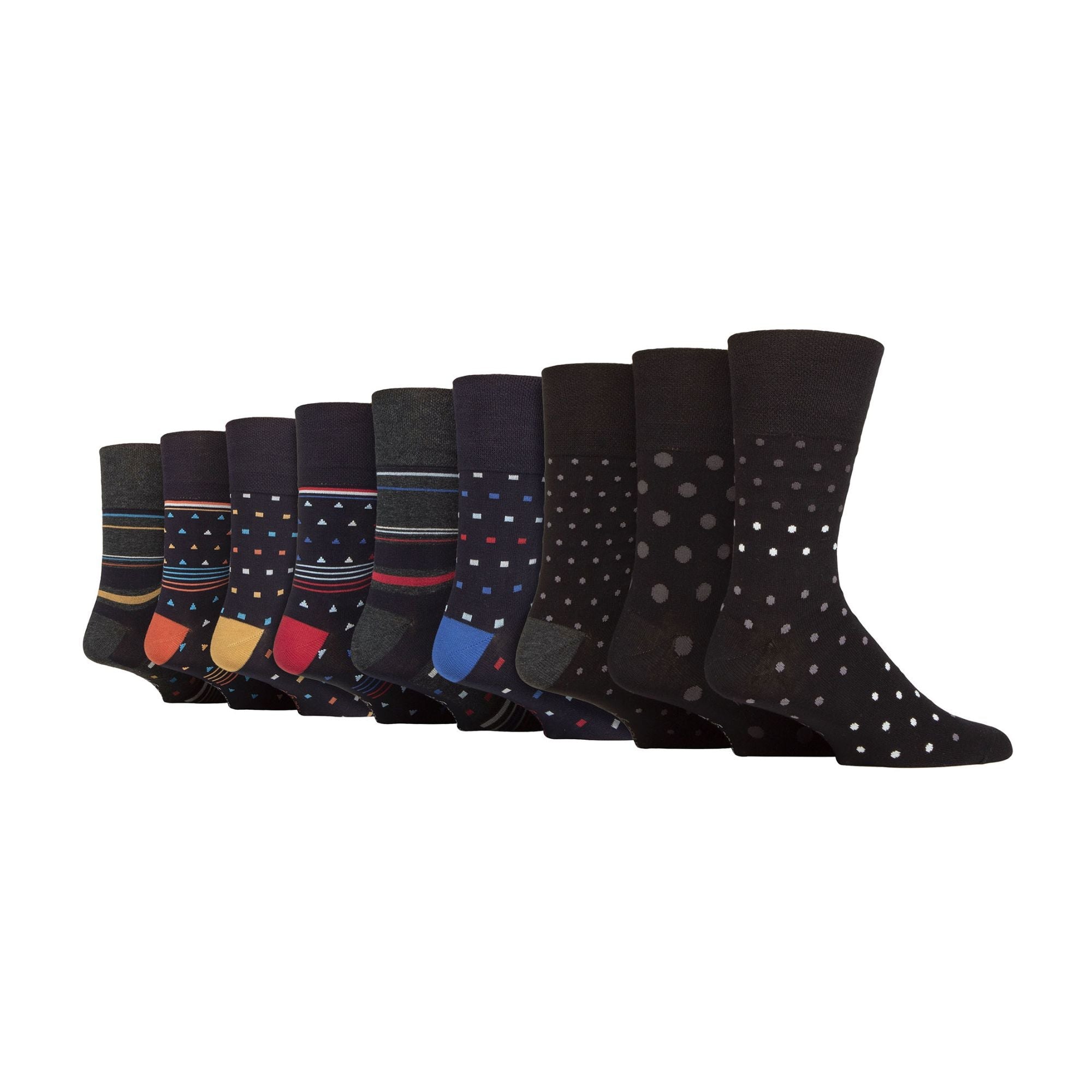 Gentle Grip 9 Pack Mens Soft Breathable Bamboo Non Elastic Dress Socks