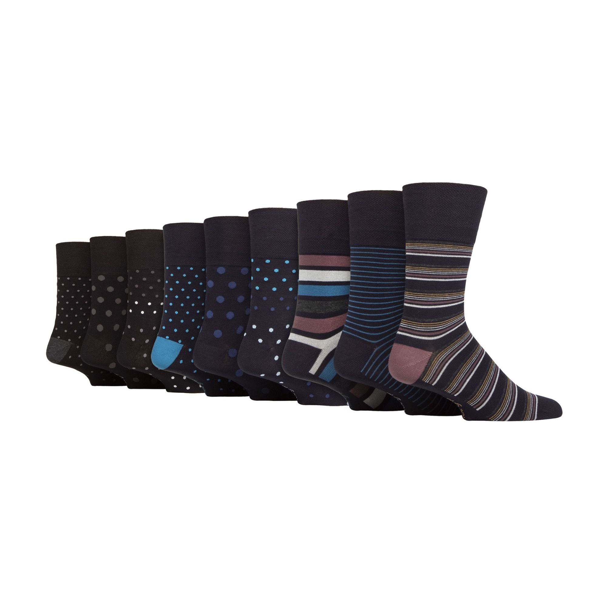 Gentle Grip 9 Pack Mens Soft Breathable Bamboo Non Elastic Dress Socks