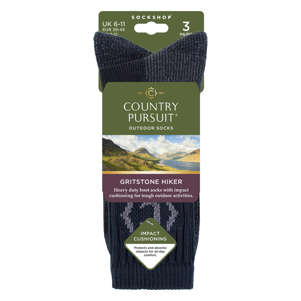 Country Pursuit Mens Heavy Duty Durable Cushioned Hiking Socks with Reinforced Heel and Toe