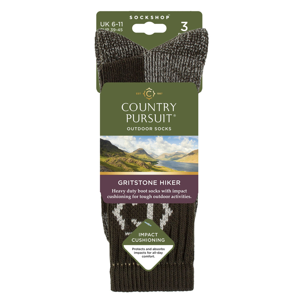 Country Pursuit Mens Heavy Duty Durable Cushioned Hiking Socks with Reinforced Heel and Toe