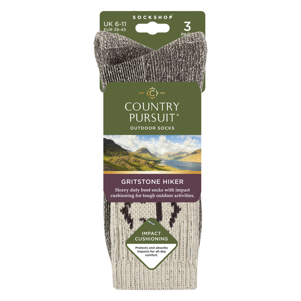 Country Pursuit Mens Heavy Duty Durable Cushioned Hiking Socks with Reinforced Heel and Toe