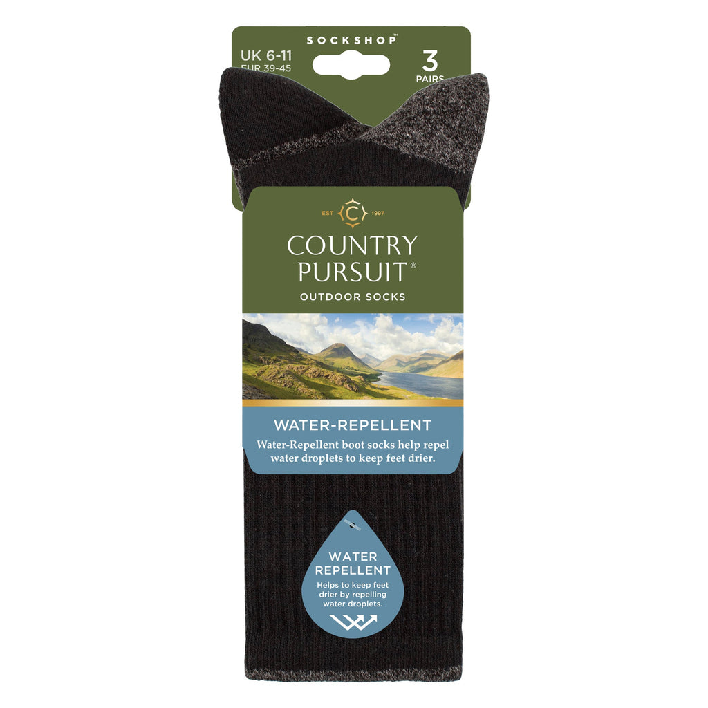 Country Pursuit 3 Pairs Mens Water Repellent Midweight Outdoor Socks for Hiking and Walking