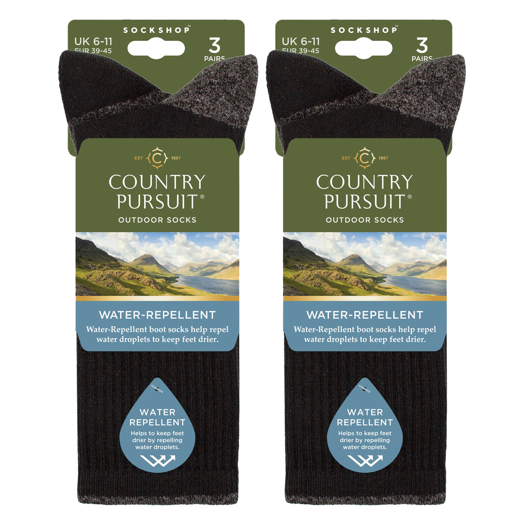Sock Snob 6 Pairs Mens Water Repellent Midweight Outdoor Socks for Hiking and Walking