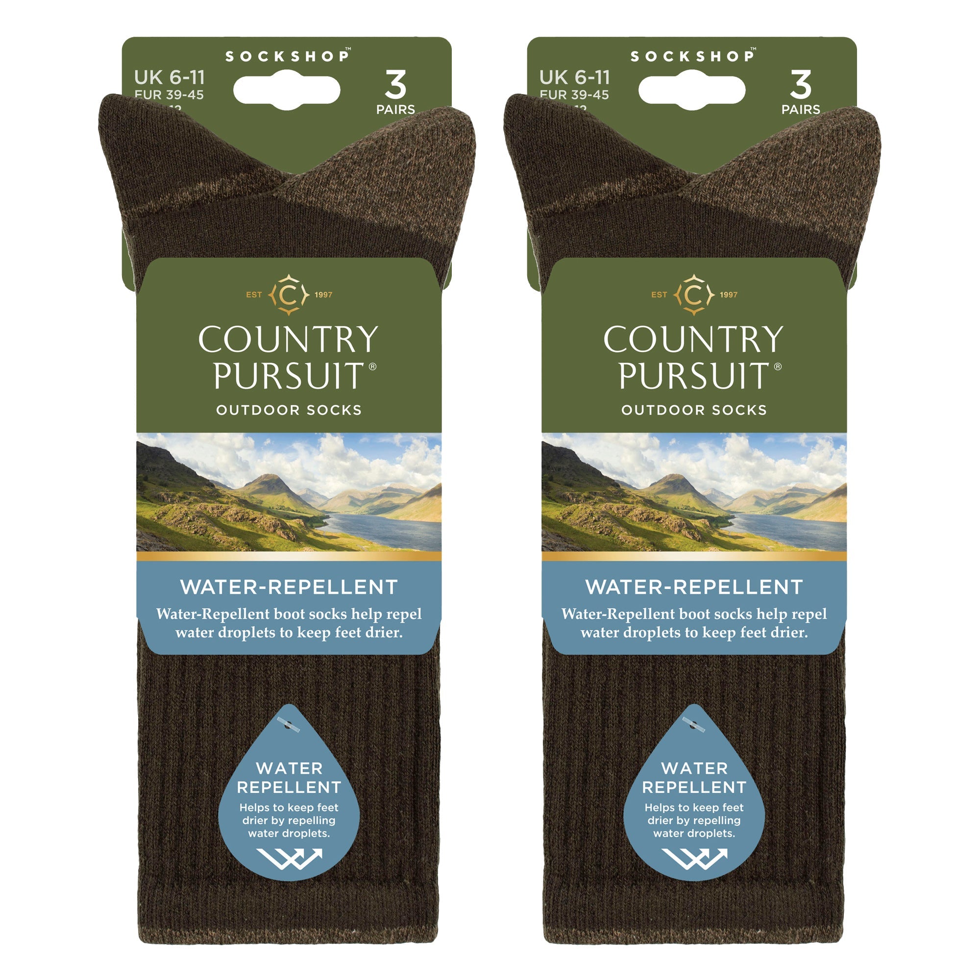 Sock Snob 6 Pairs Mens Water Repellent Midweight Outdoor Socks for Hiking and Walking