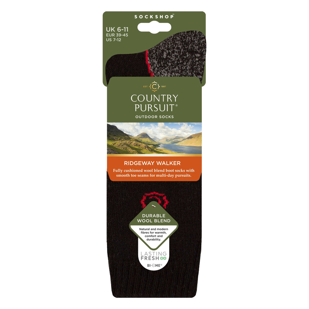 Country Pursuit Mens Wool Blend Cushioned Walker Socks for Hiking and Outdoor Comfort