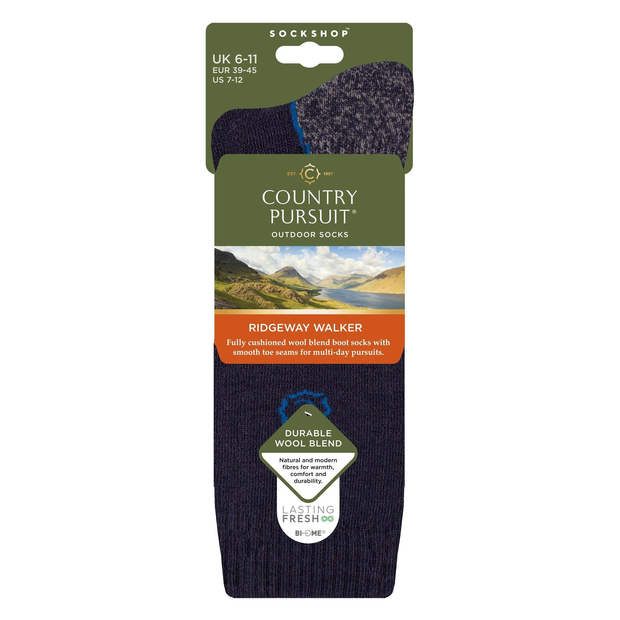 Country Pursuit Mens Wool Blend Cushioned Walker Socks for Hiking and Outdoor Comfort