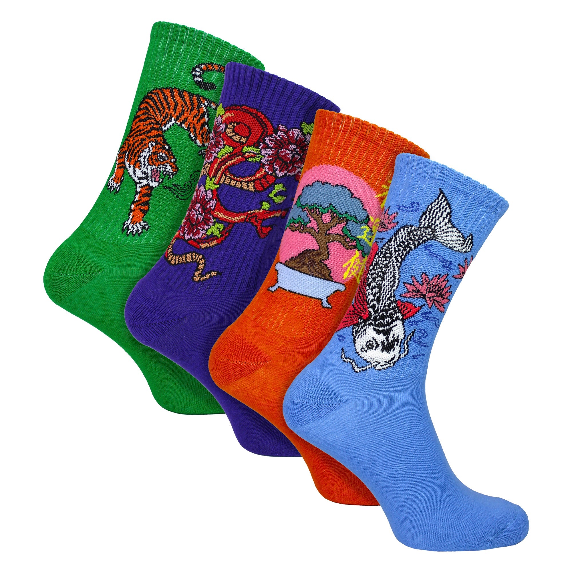 Sock Snob 4 Pairs Mens Novelty Japanese Style Cotton Socks