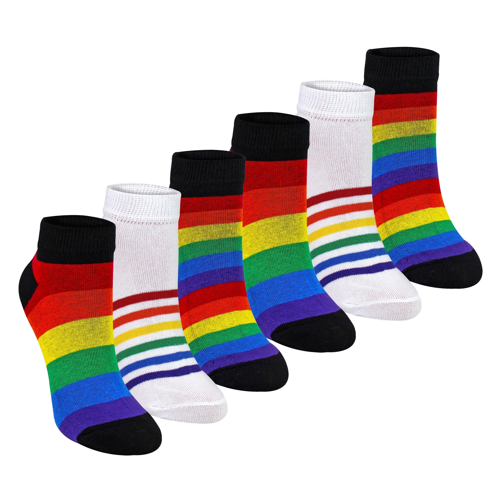 Sock Snob Unisex Rainbow Trainer Cotton Socks Bright Colourful Striped Socks