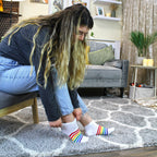 Sock Snob Unisex Rainbow Trainer Cotton Socks Bright Colourful Striped Socks