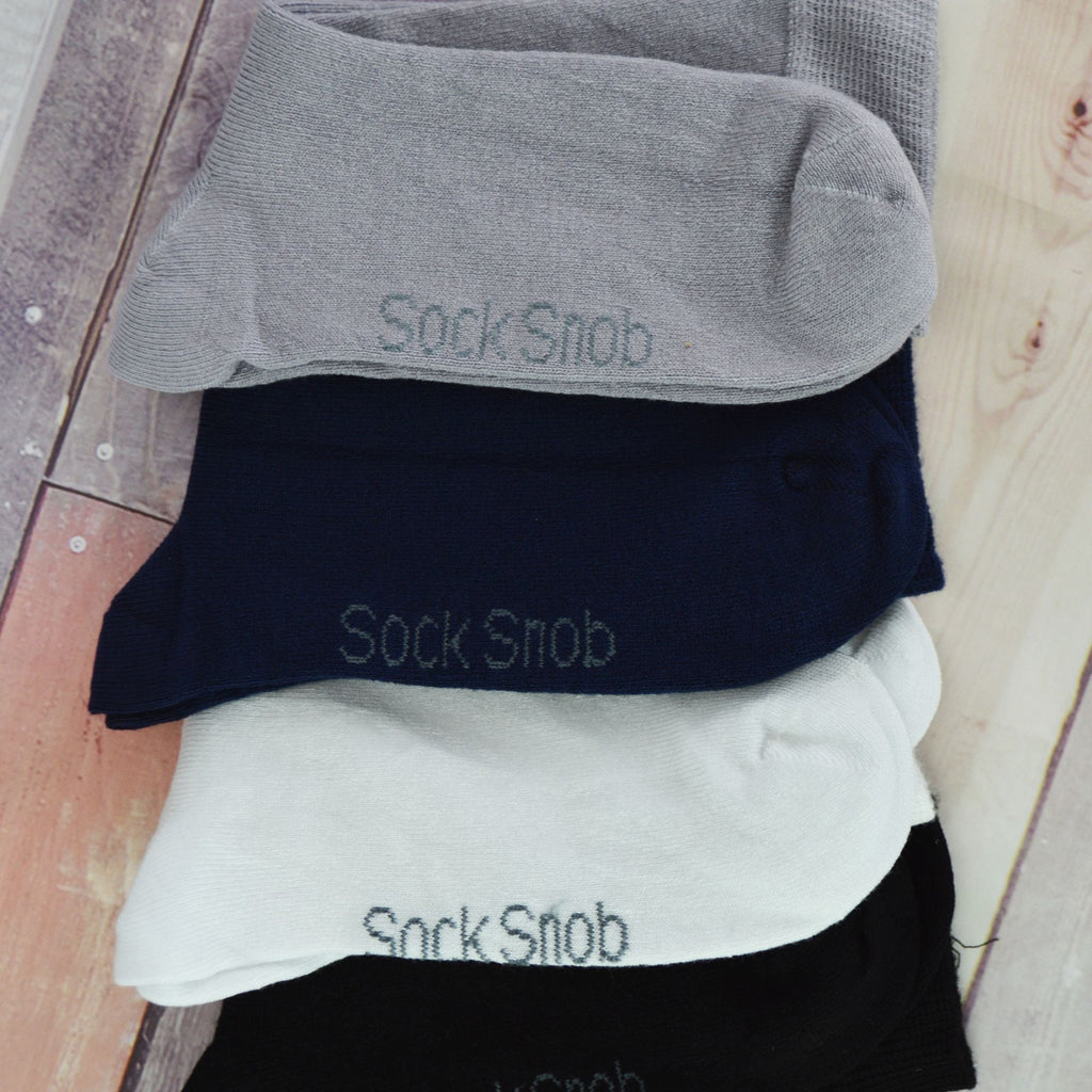 Sock Snob 12 Pair Kids Breathable Bamboo Plain Socks for School