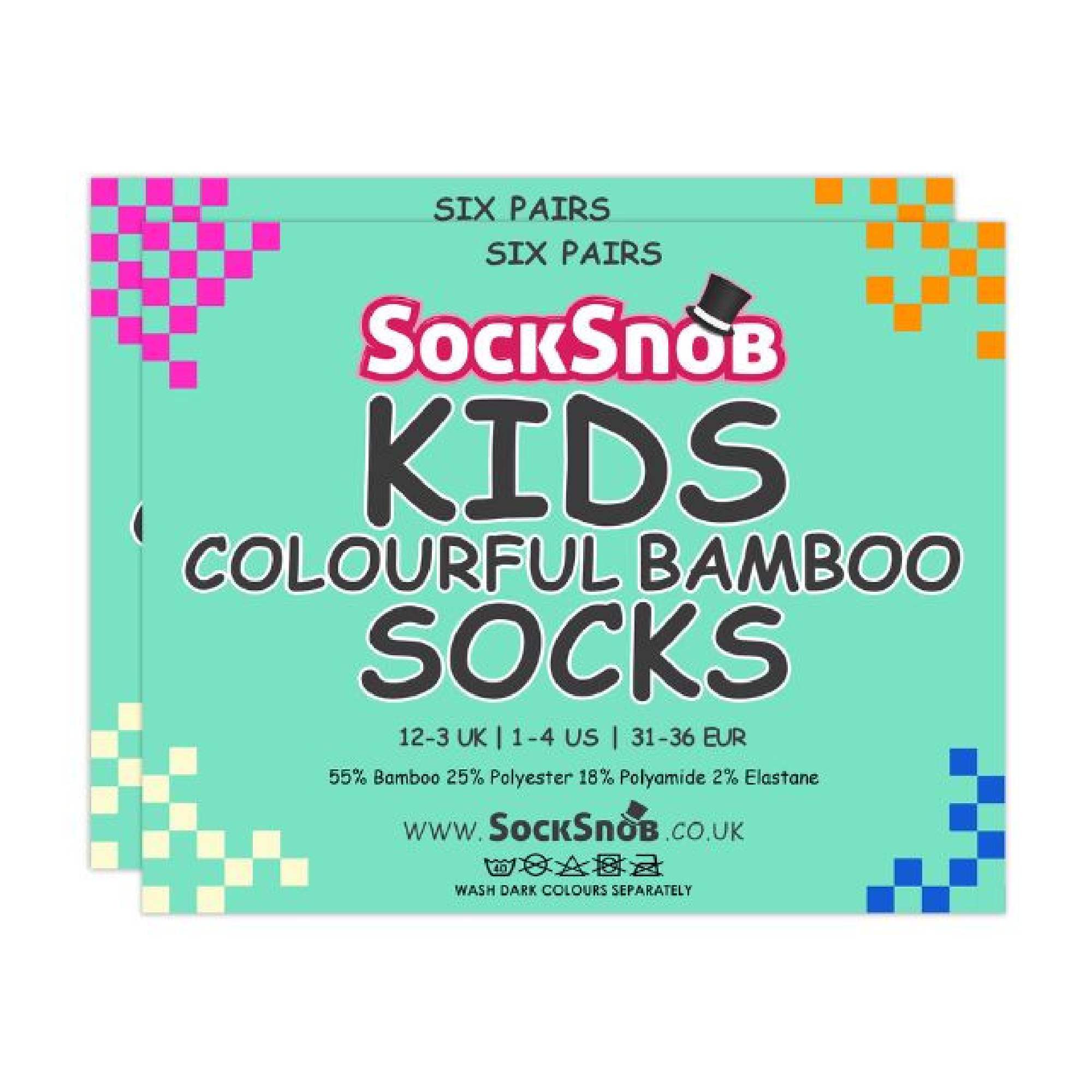 Sock Snob 6 Pack Girls and Boys Super Soft Breathable Organic Bamboo Socks