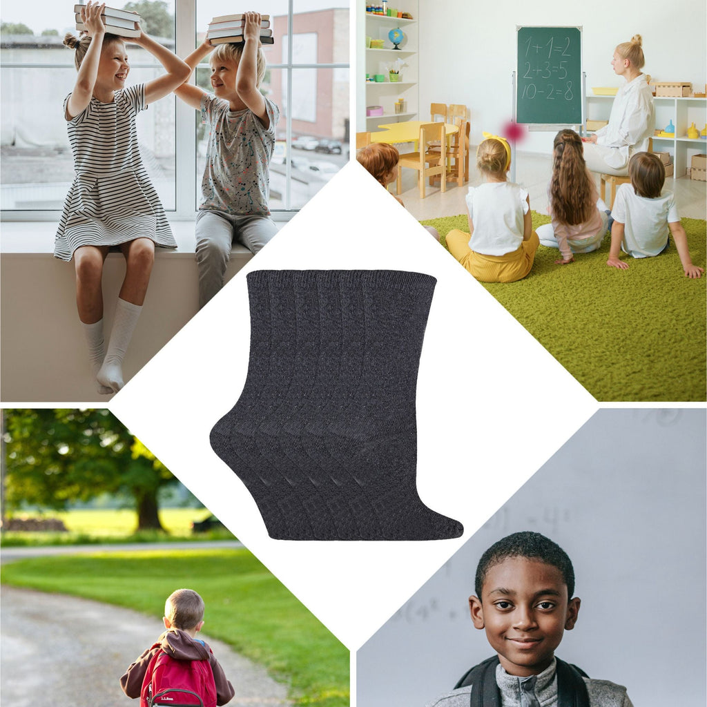 Sock Snob 12 Pair Kids Breathable Bamboo Plain Socks for School