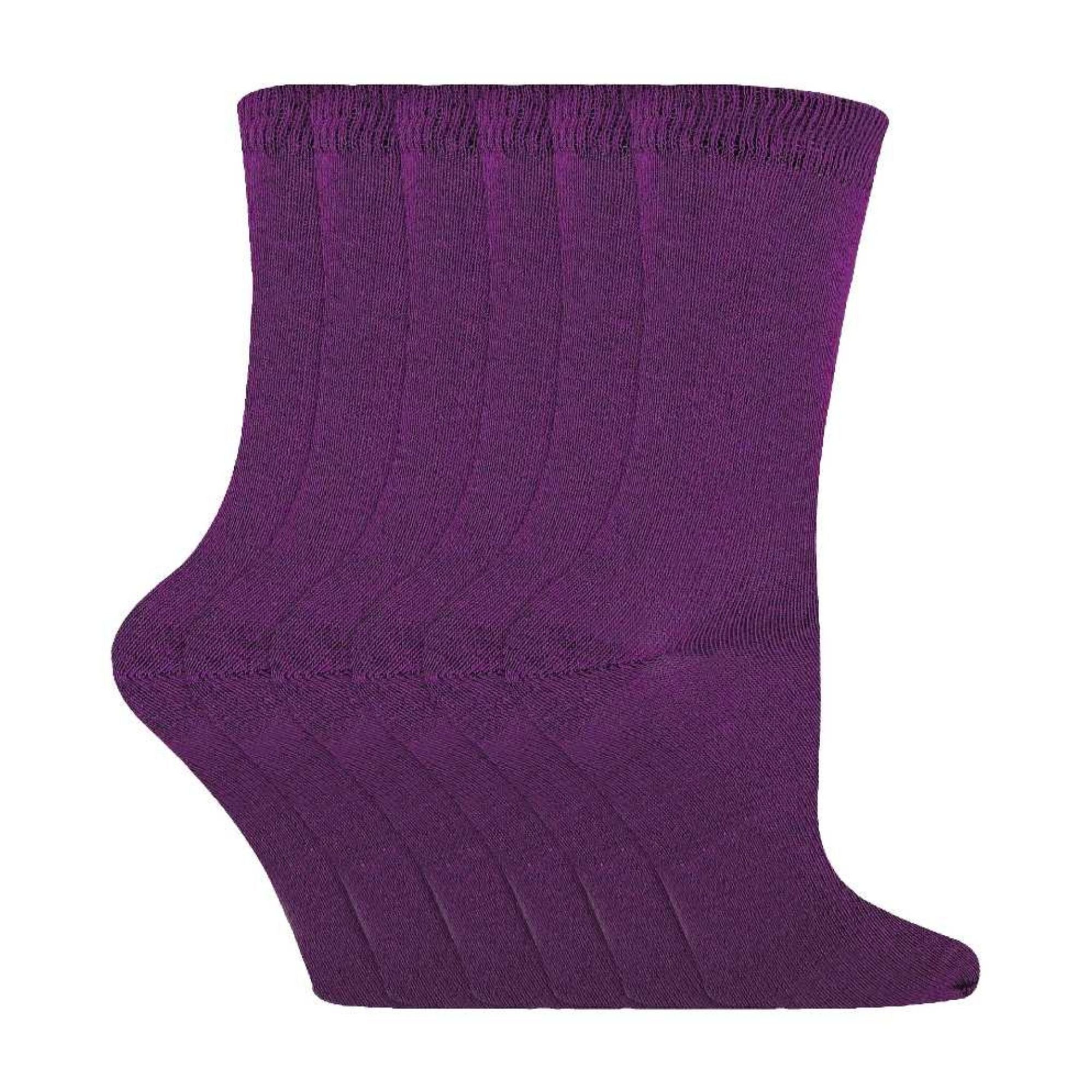 Sock Snob 6 Pack Kids Plain Solid Coloured Cotton Socks