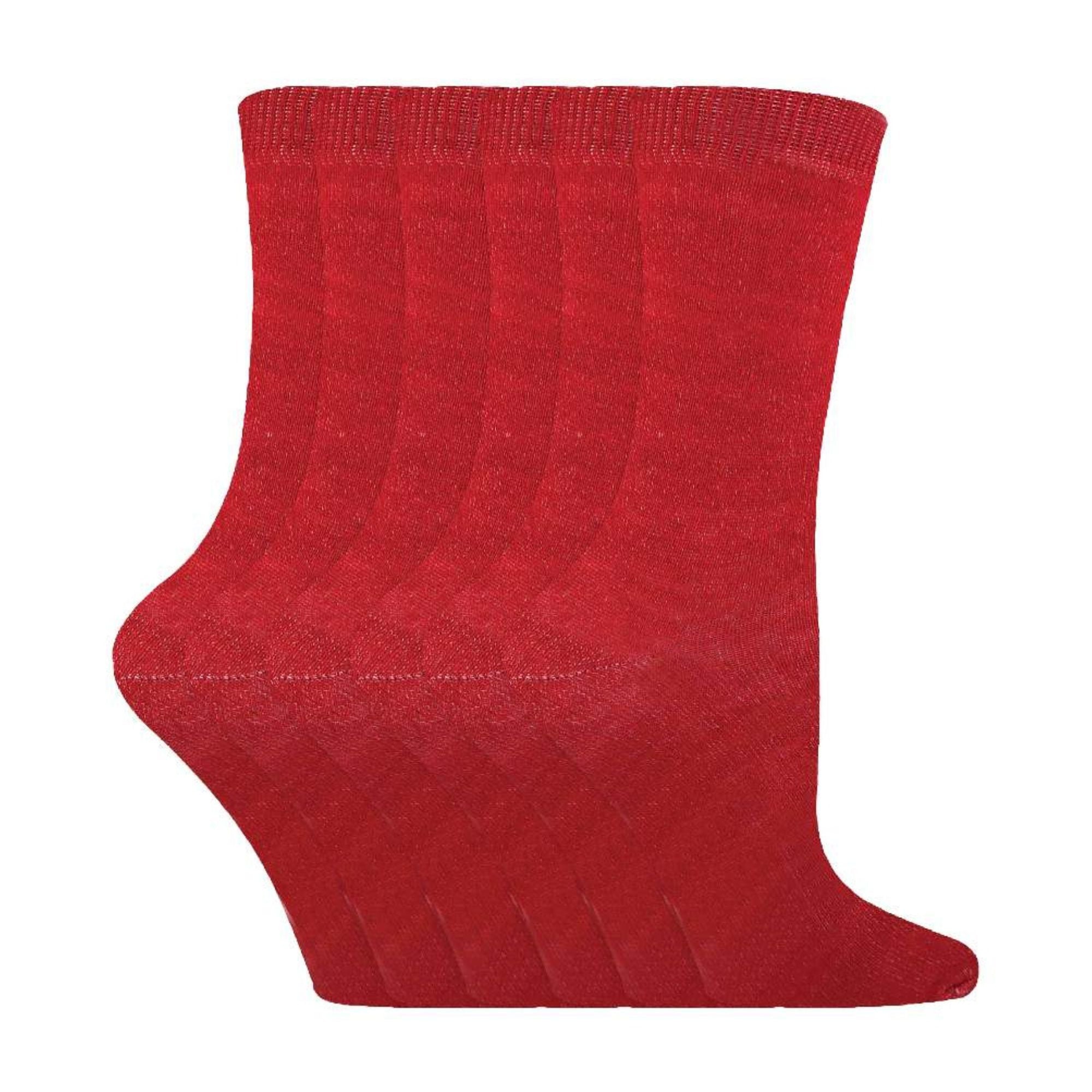 Sock Snob 6 Pack Kids Plain Solid Coloured Cotton Socks