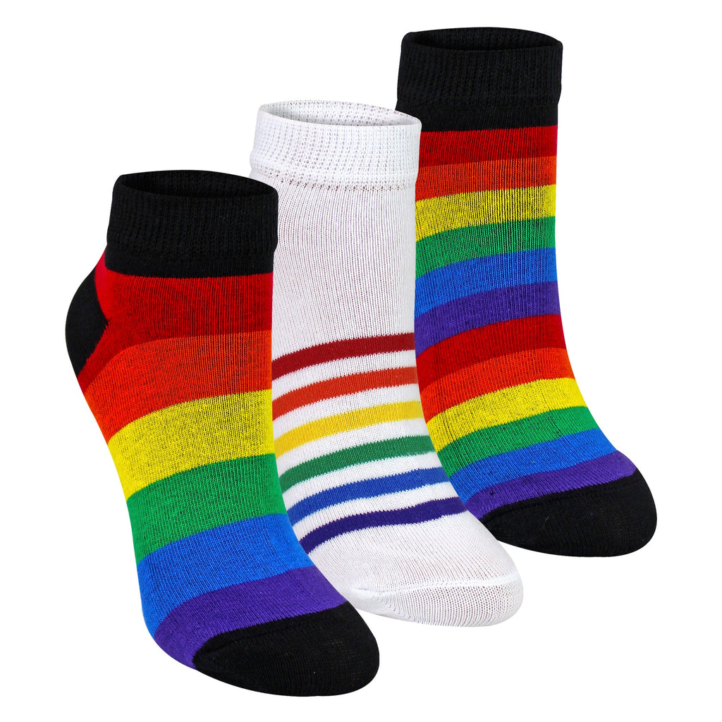 Sock Snob Kids Boys Girls Rainbow Trainer Cotton Socks Colourful Striped Socks