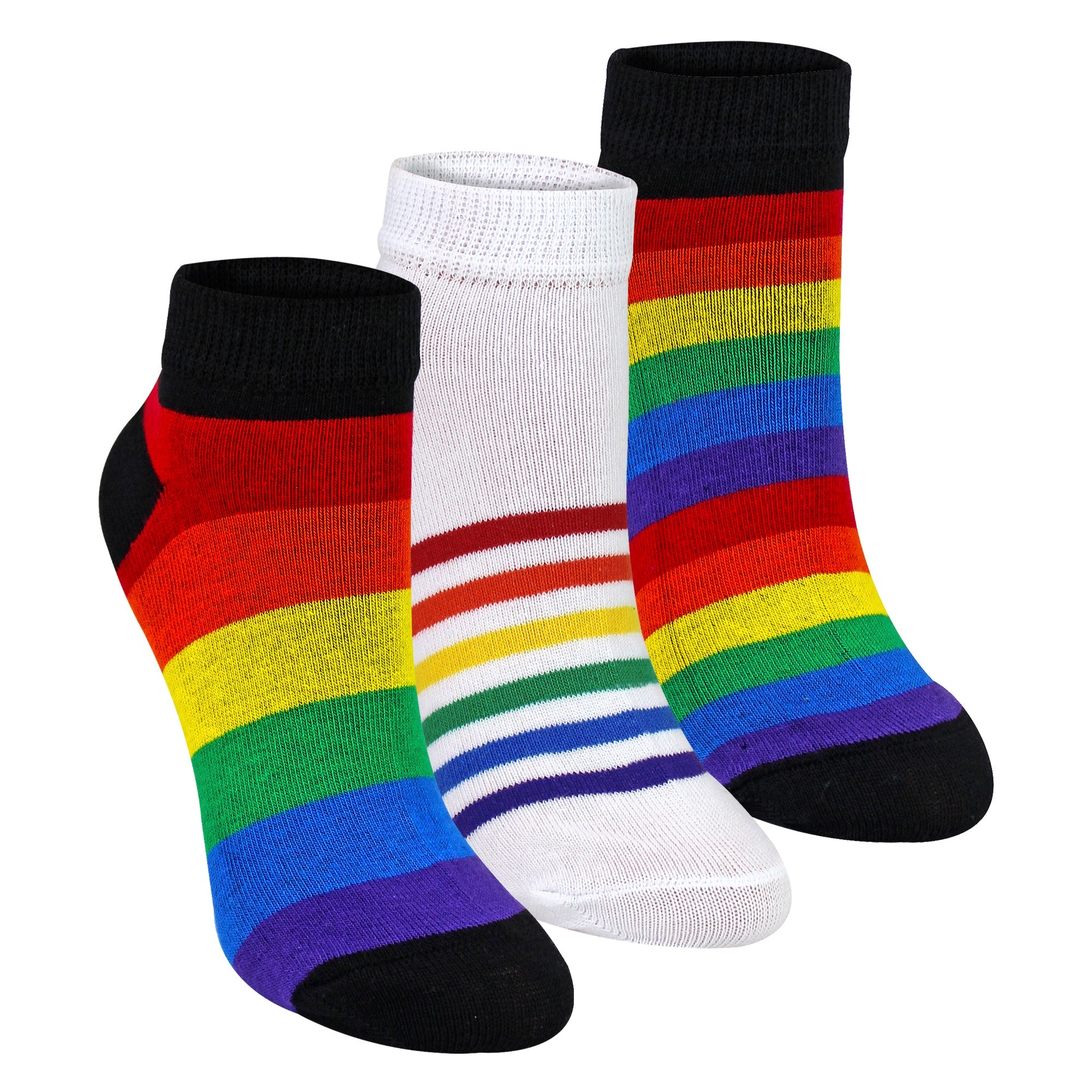Sock Snob Kids Boys Girls Rainbow Trainer Cotton Socks Colourful Striped Socks