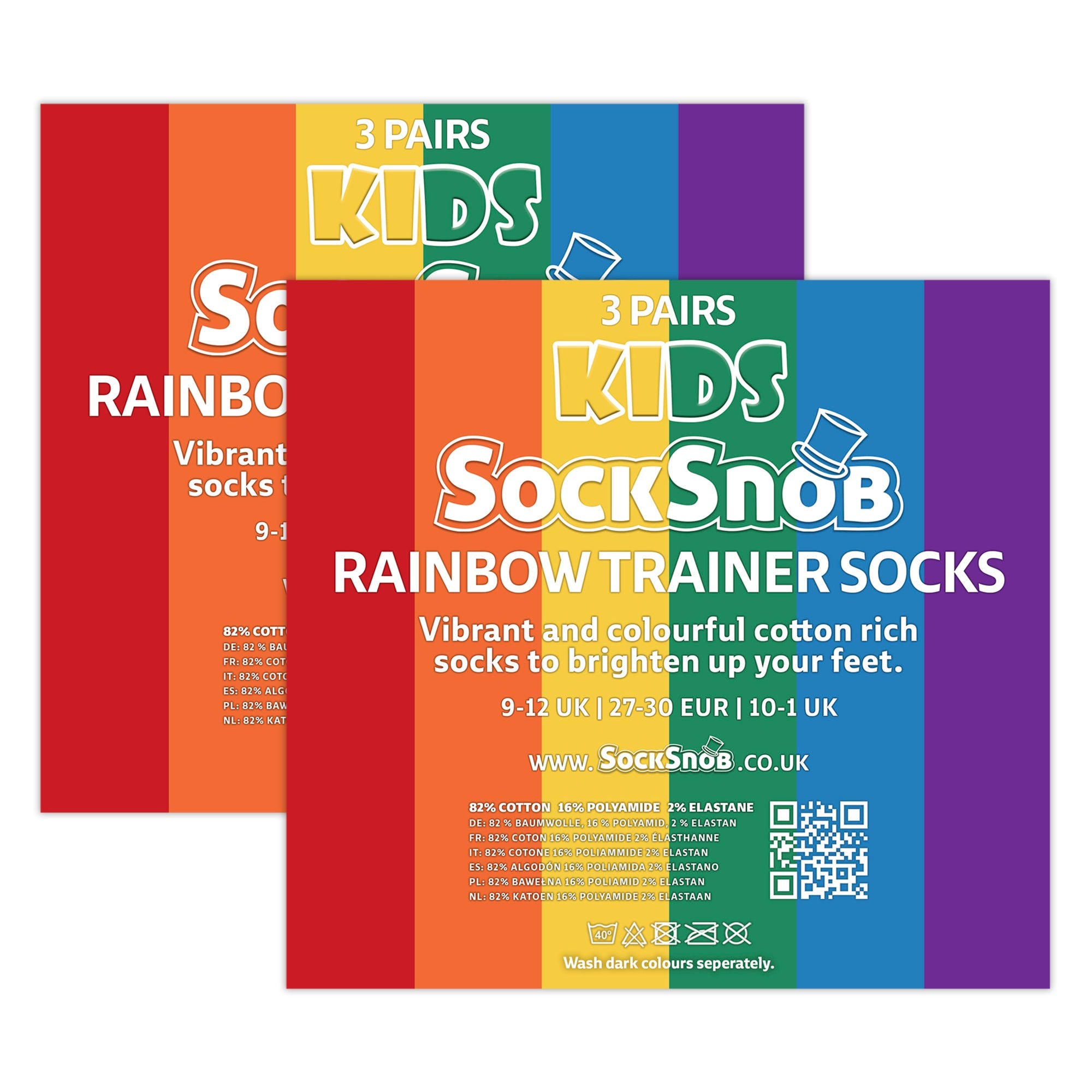 Sock Snob Kids Boys Girls Rainbow Trainer Cotton Socks Colourful Striped Socks