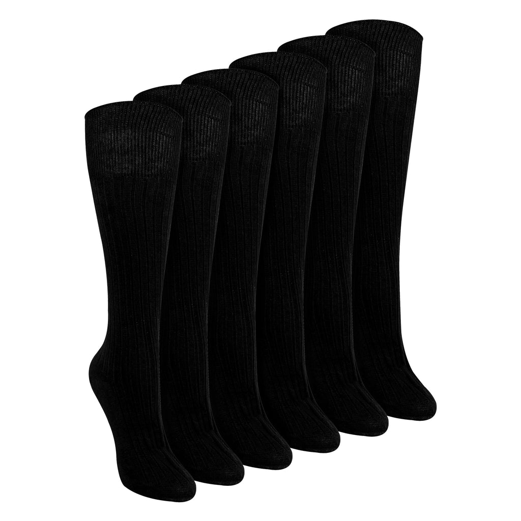Sock Snob 6 Pairs Womens 100% Cotton Knee High Socks