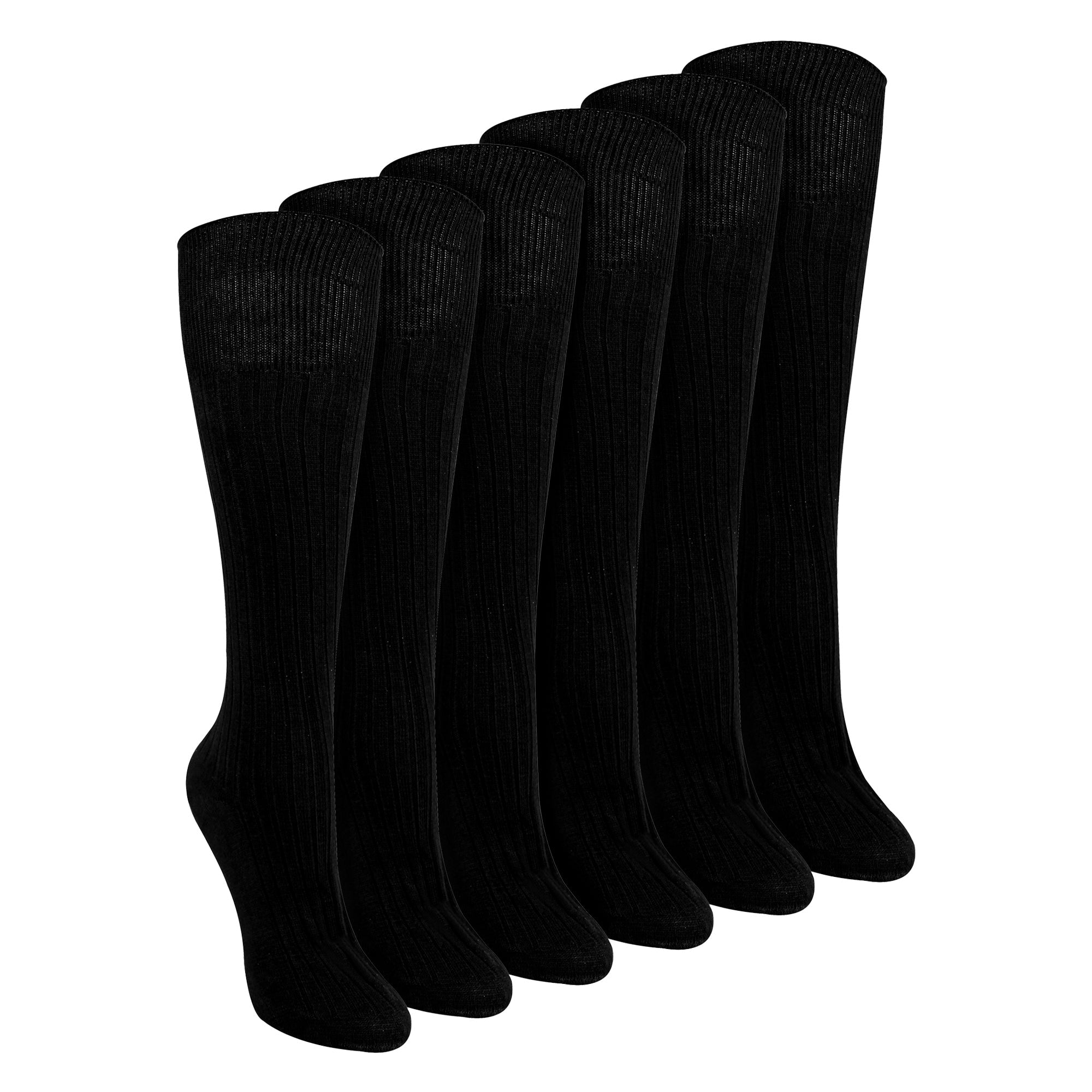 Sock Snob 6 Pairs Womens 100% Cotton Knee High Socks