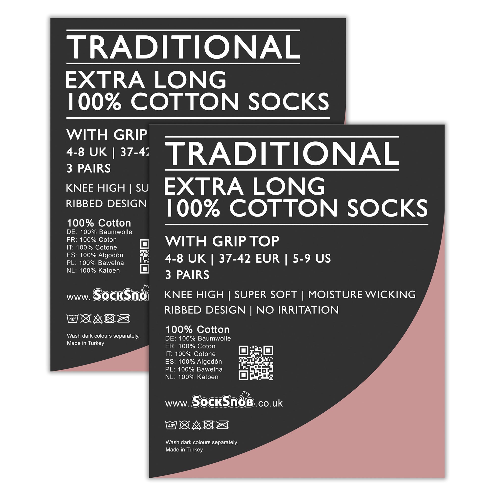 Sock Snob 6 Pairs Womens 100% Cotton Knee High Socks