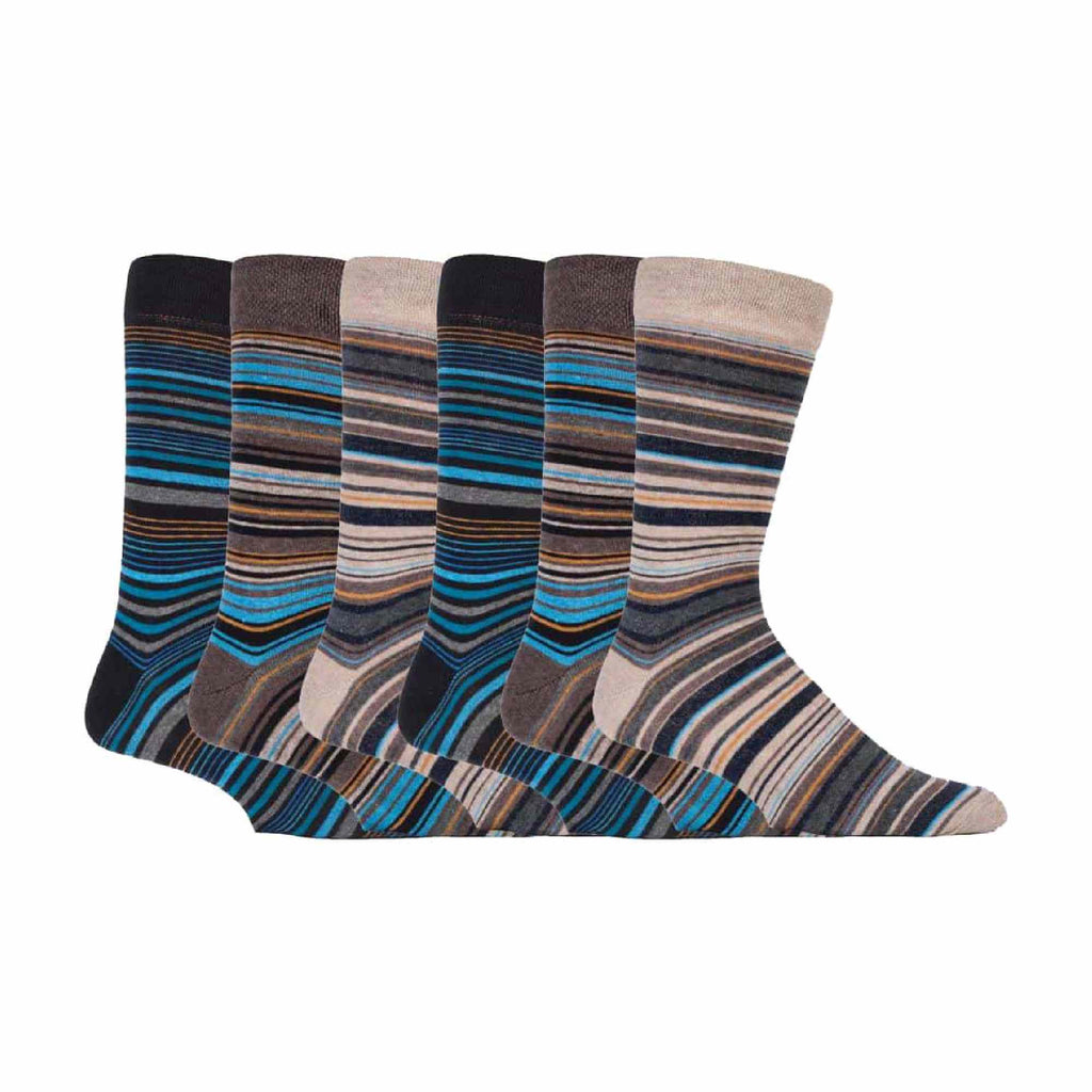 Sock Snob 6 Pack Mens Colourful Striped Patterned Dress Cotton Socks