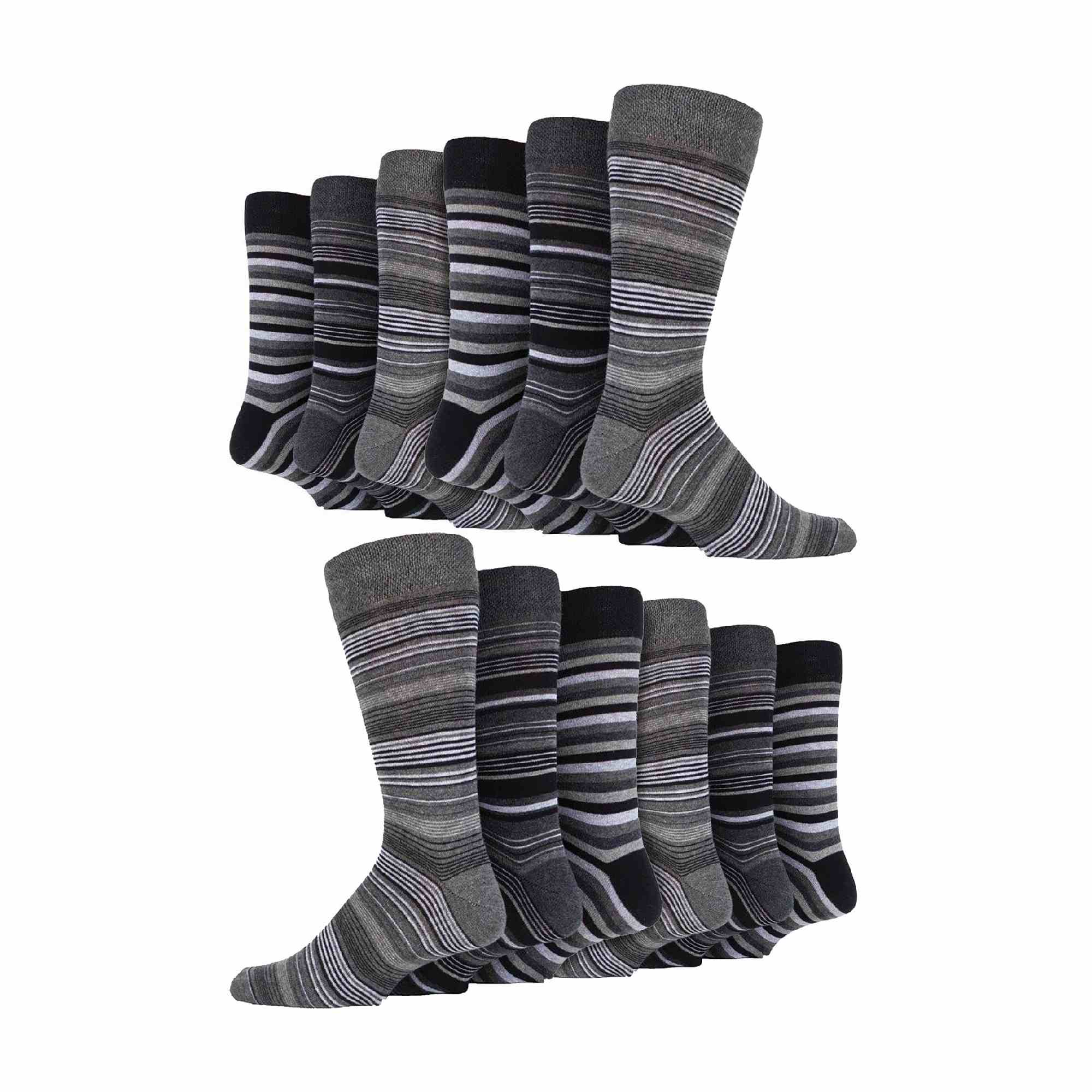 Sock Snob 12 Pair Mens Colourful Cotton Striped Patterned Dress Socks