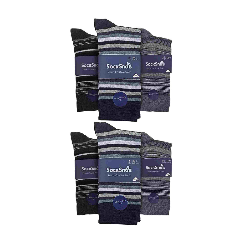 Sock Snob 12 Pair Mens Colourful Cotton Striped Patterned Dress Socks